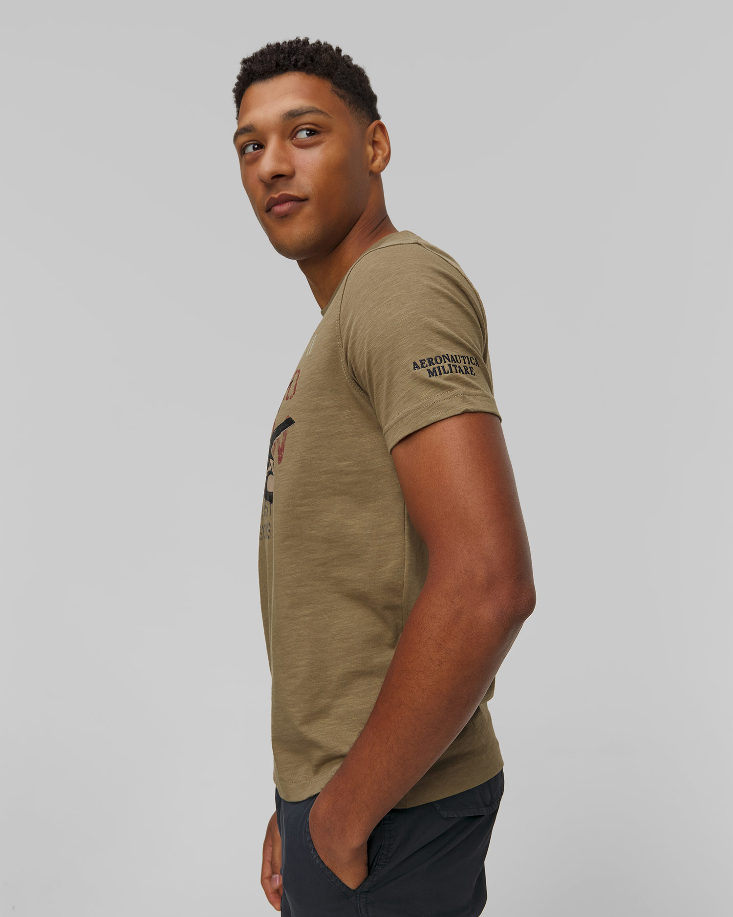 Zielony T-shirt męski Aeronautica Militare