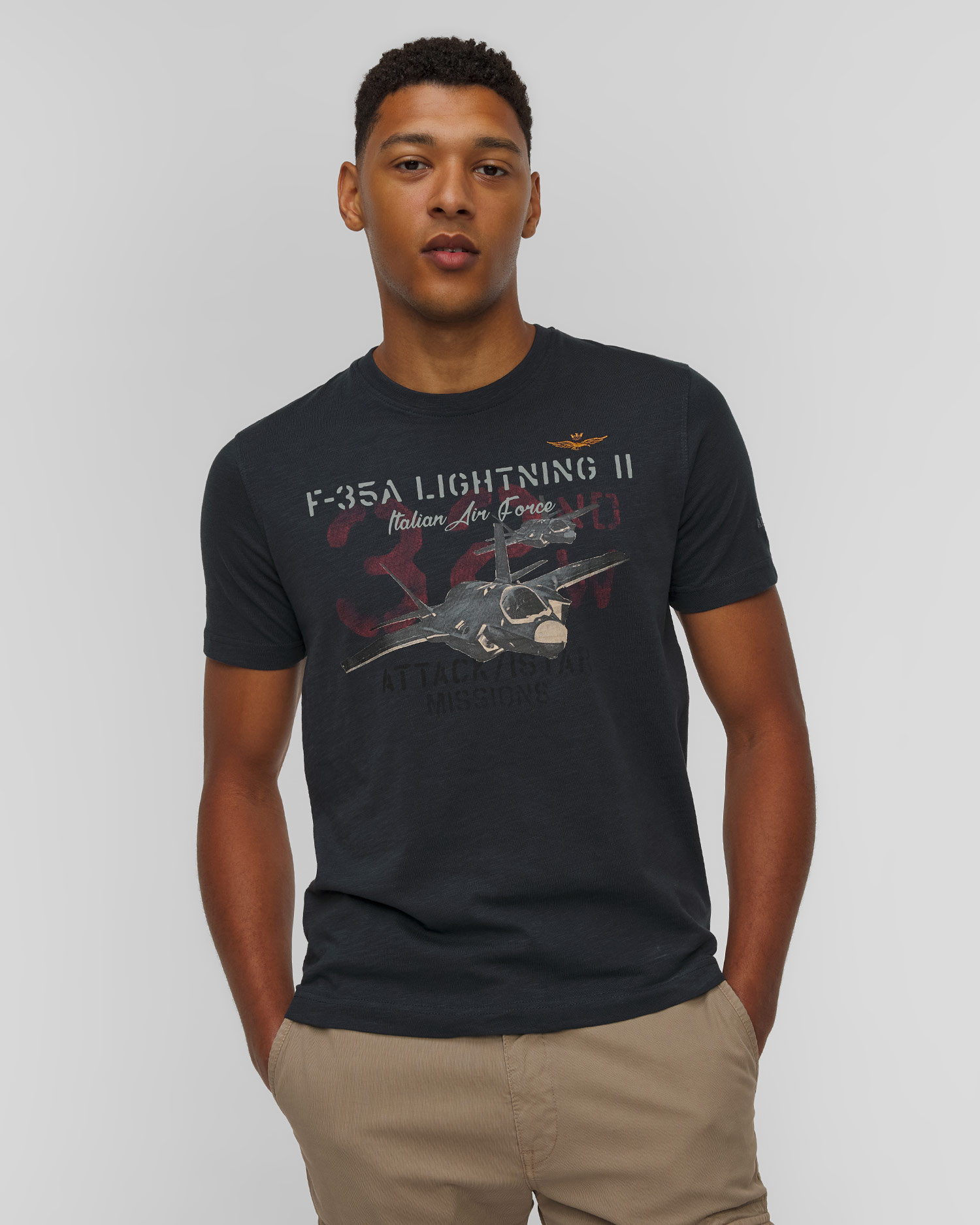 T-shirt bleu marine pour hommes Aeronautica Militare 