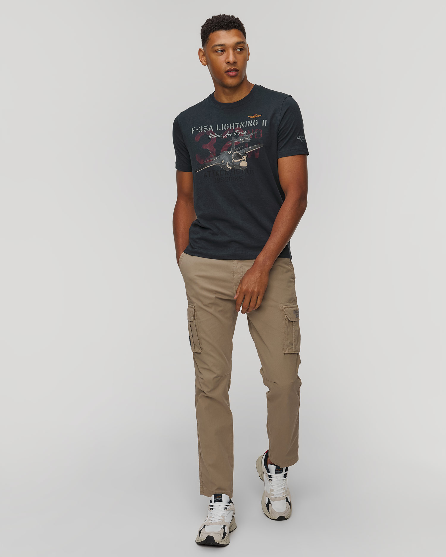 T-shirt bleu marine pour hommes Aeronautica Militare