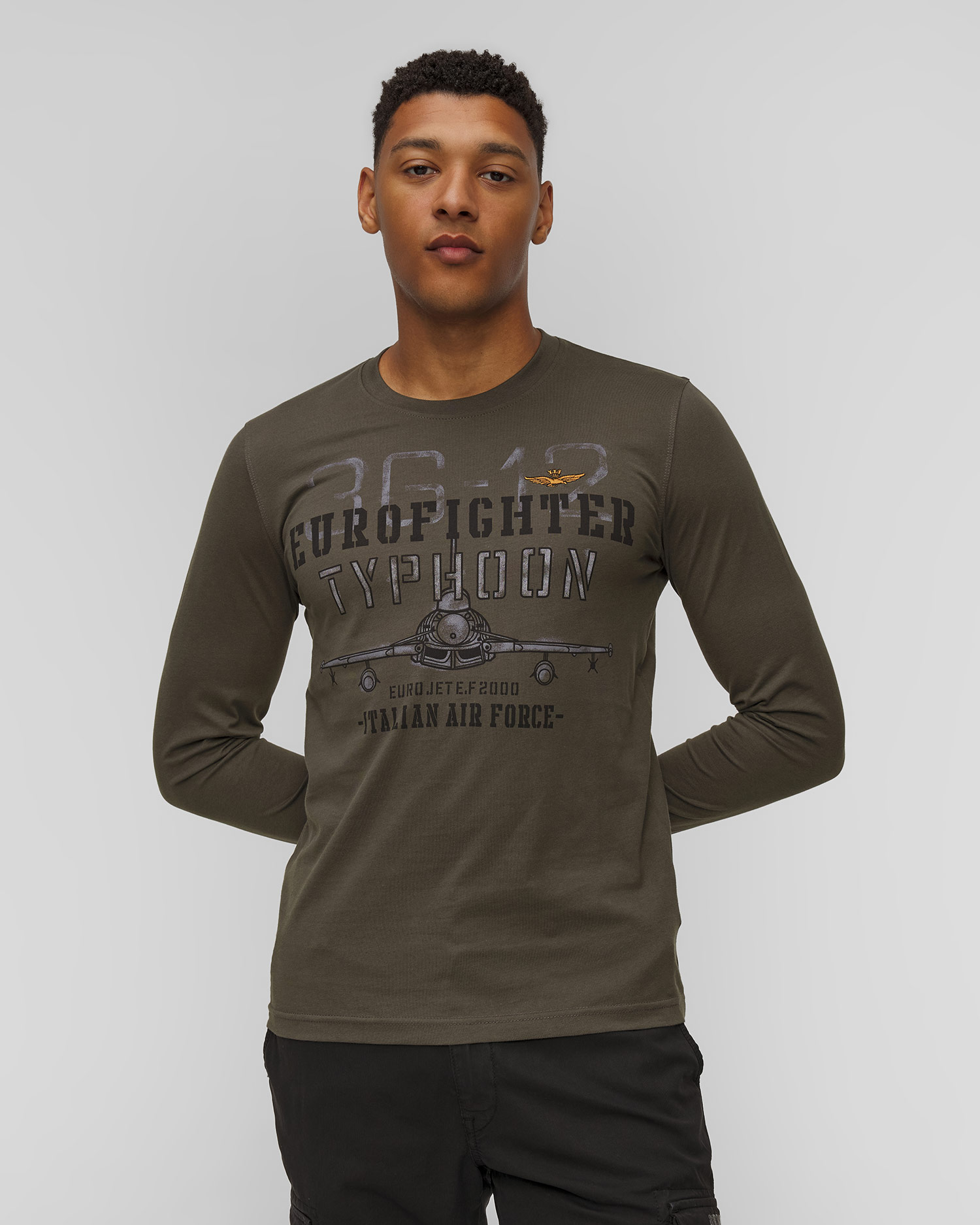 Aeronautica Militare Bedrucktes Langarmshirt für Herren