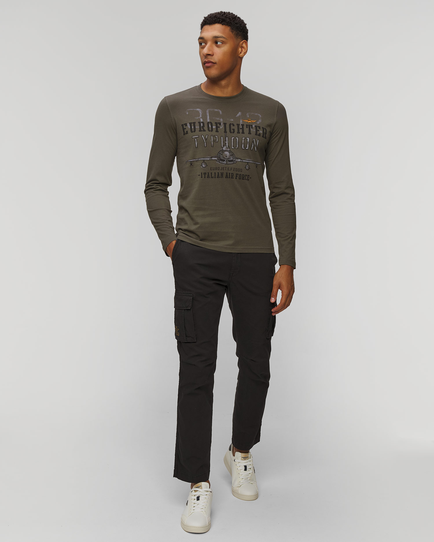 Aeronautica Militare Bedrucktes Langarmshirt für Herren