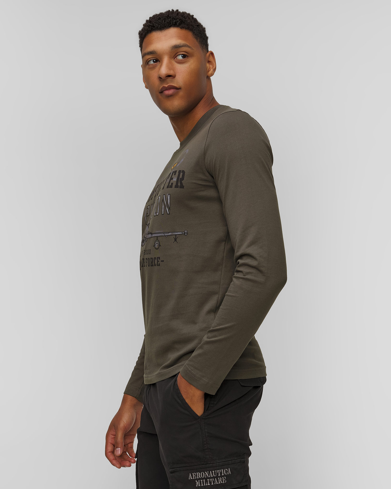 Aeronautica Militare Bedrucktes Langarmshirt für Herren