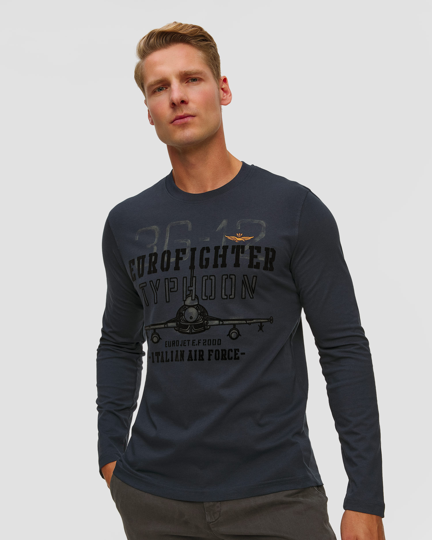 Longsleeve z nadrukiem męski Aeronautica Militare