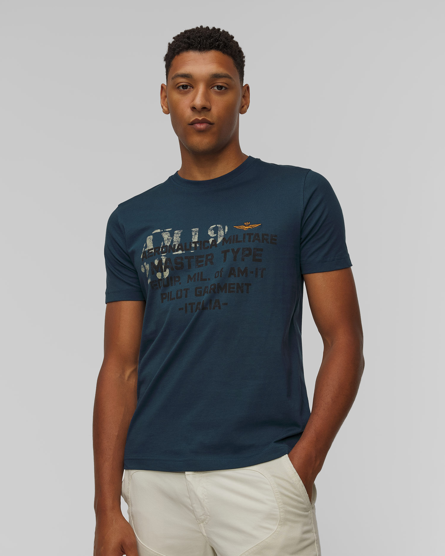 Granatowy T-shirt męski Aeronautica Militare