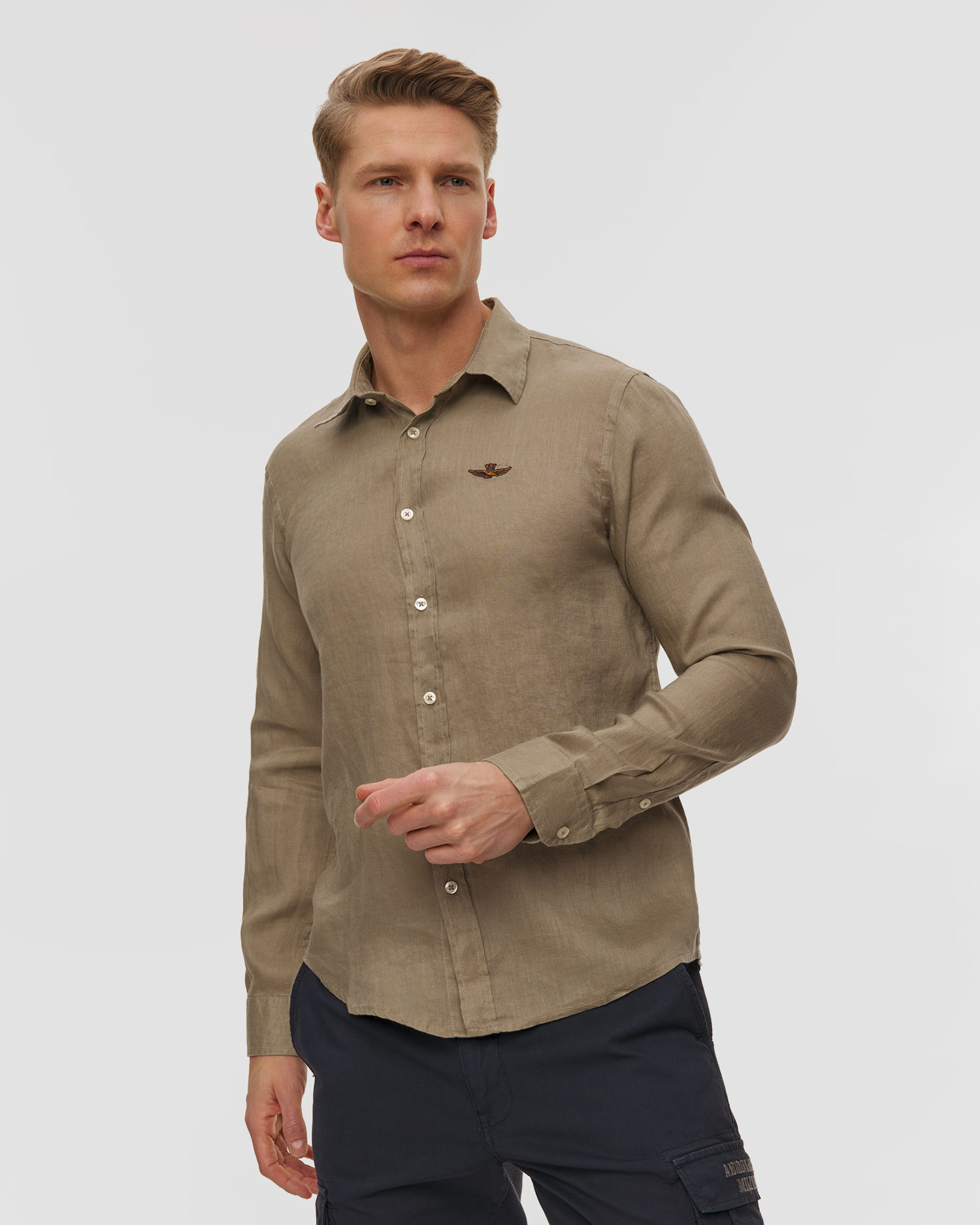 Camicia in lino da uomo Aeronautica Militare
