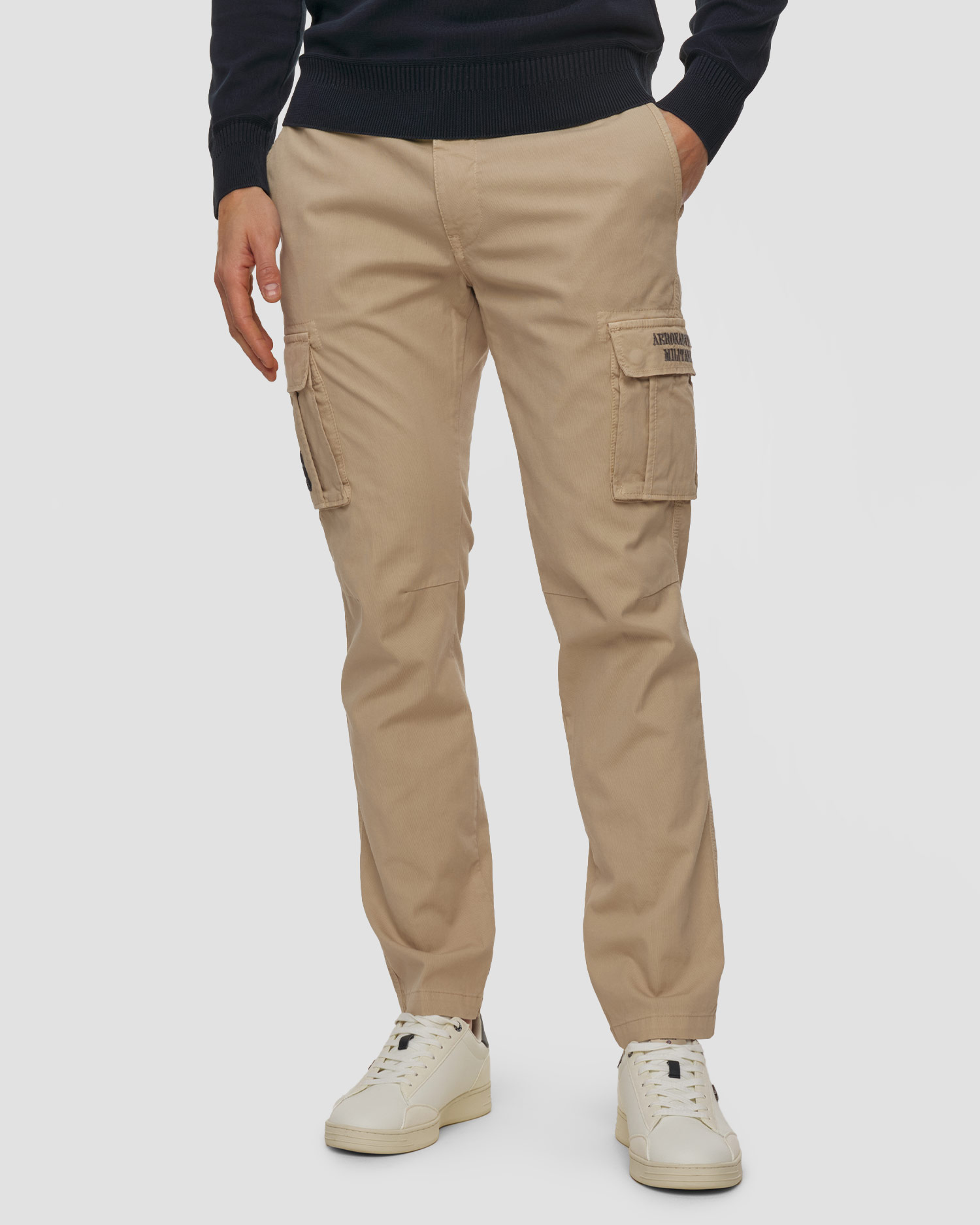 Pantaloni cargo beige da uomo Aeronautica Militare