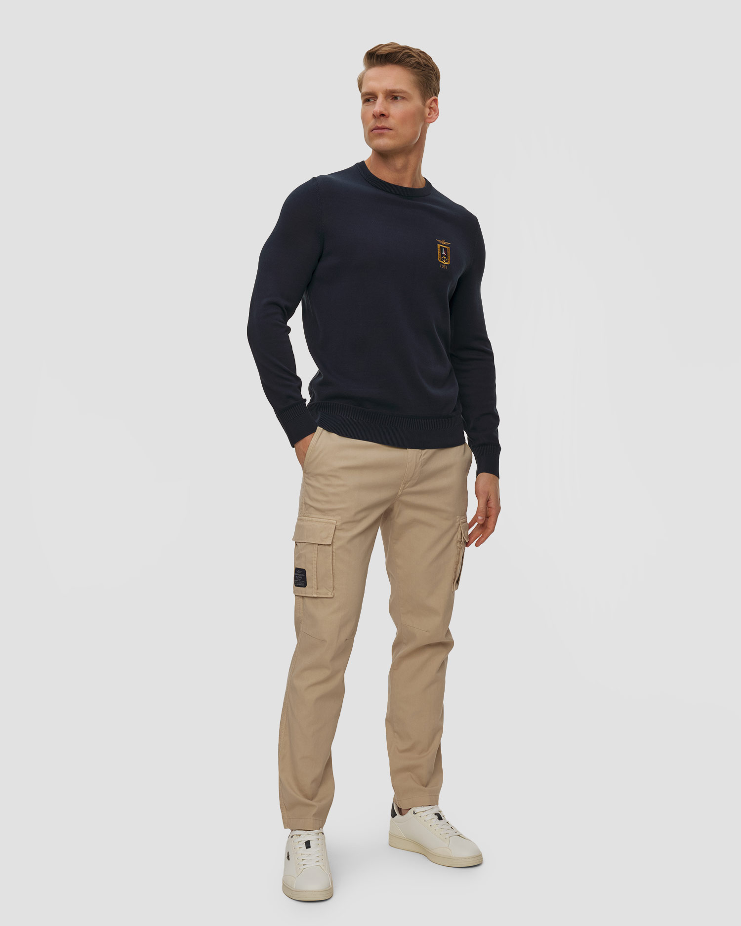 Pantaloni cargo beige da uomo Aeronautica Militare