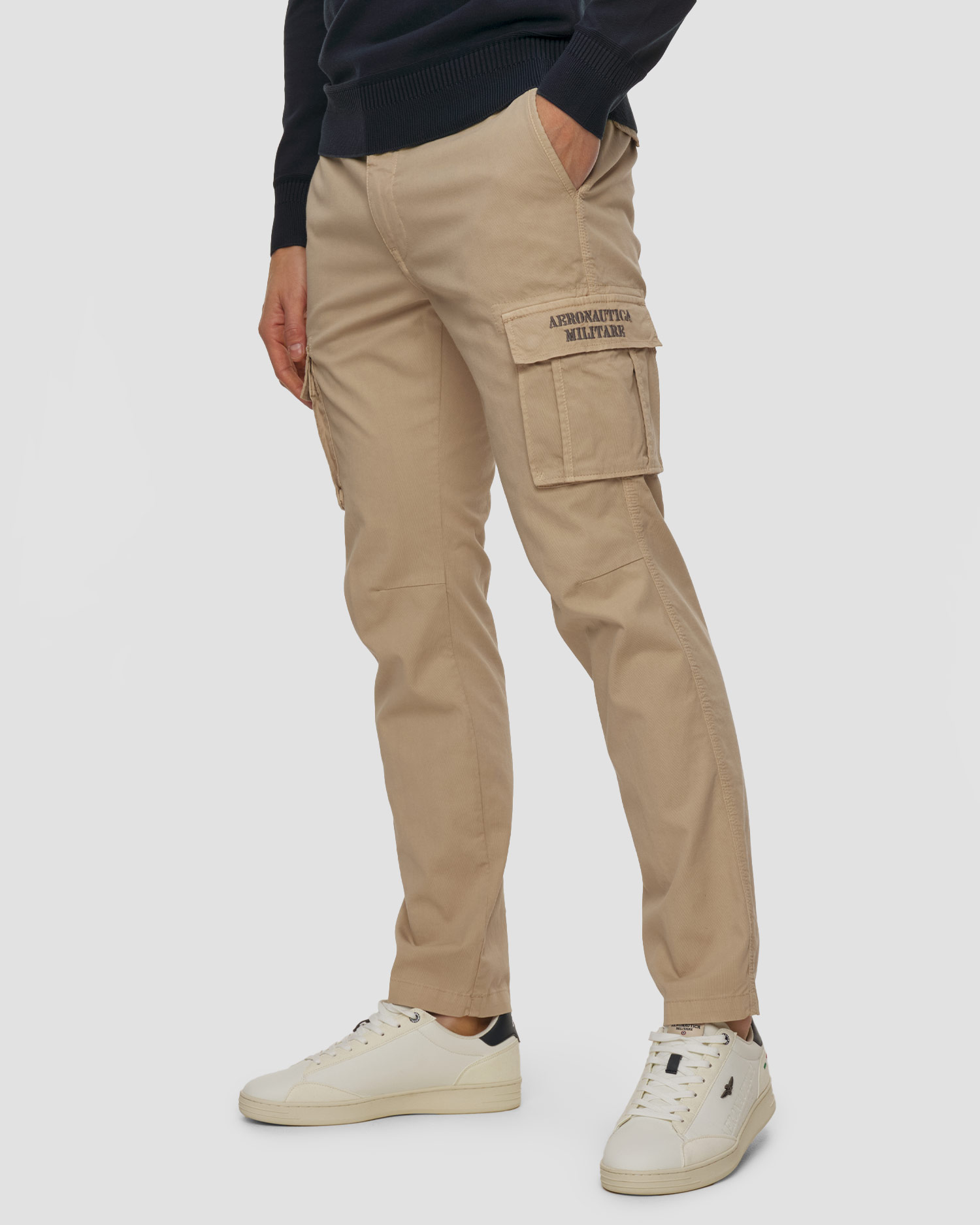 Pantaloni cargo beige da uomo Aeronautica Militare