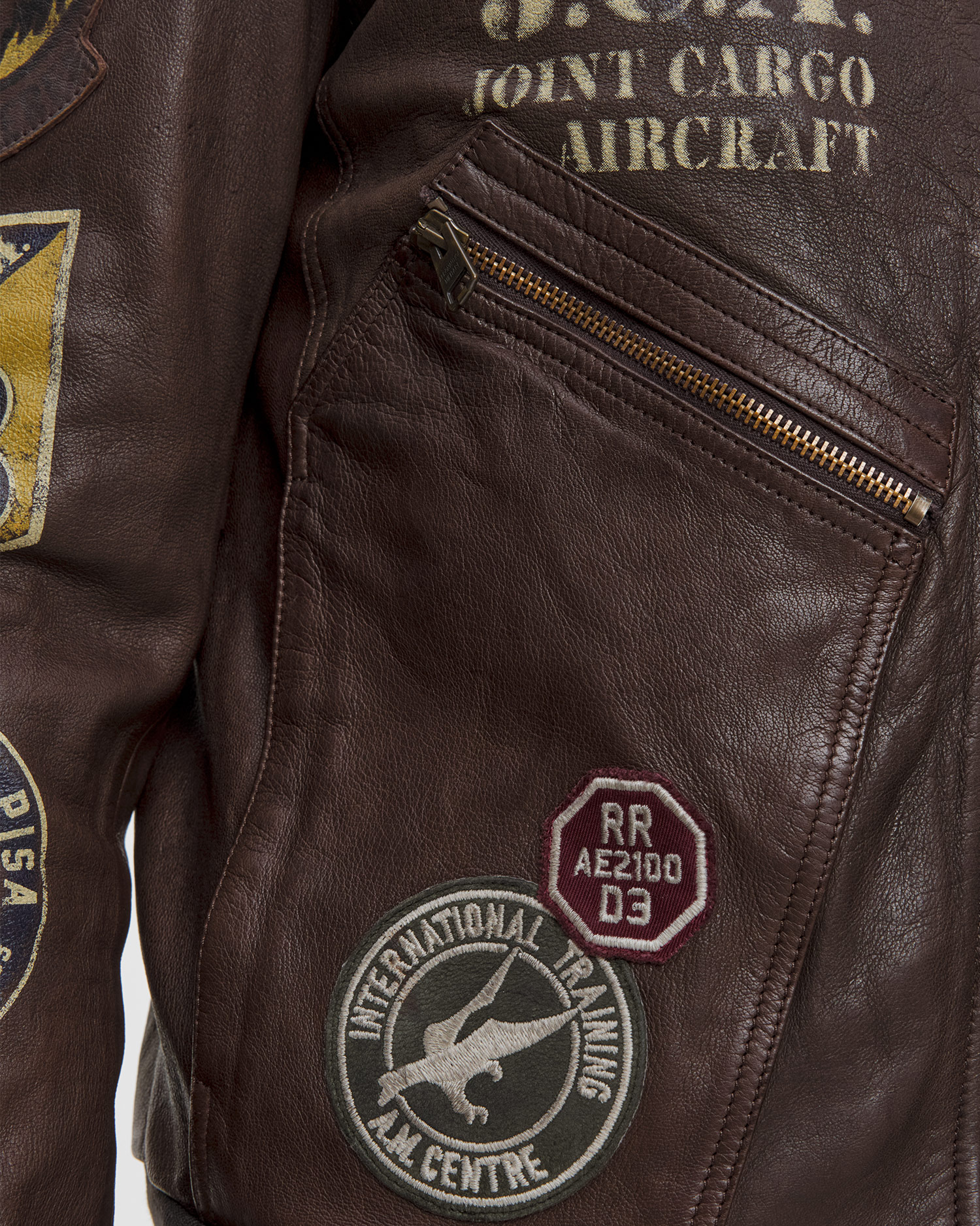 Jachetă din piele pentru bărbați Aeronautica Militare
