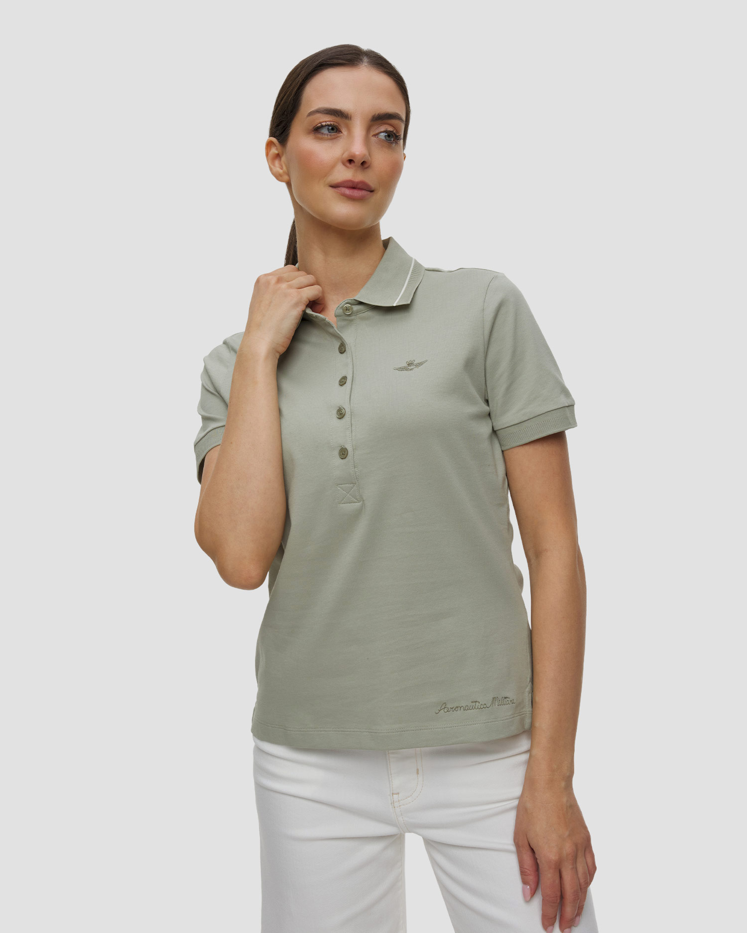 Women's polo shirt Aeronautica Militare, Color/Pattern: Zielony