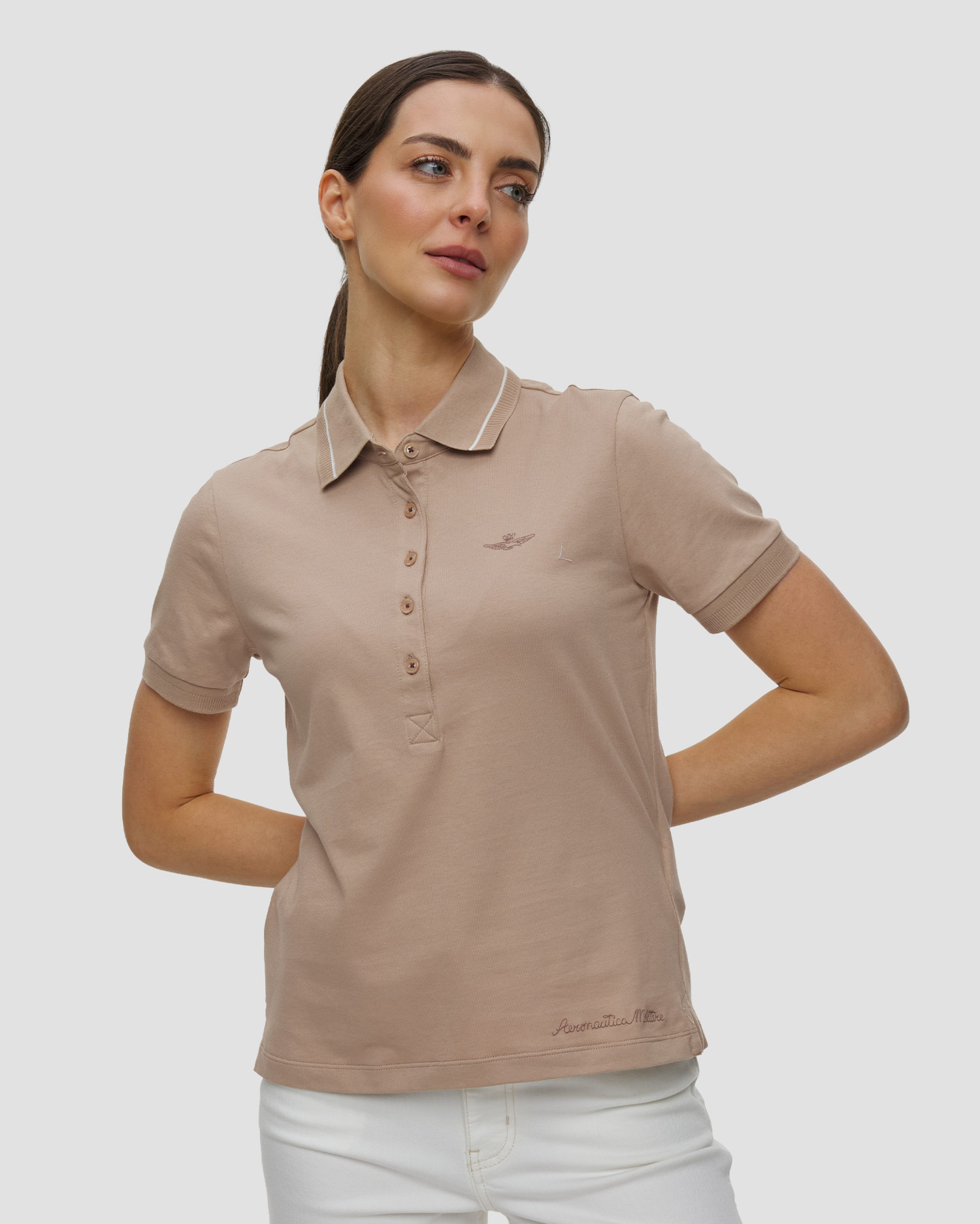 Women's polo shirt Aeronautica Militare, Color/Pattern: Beżowy