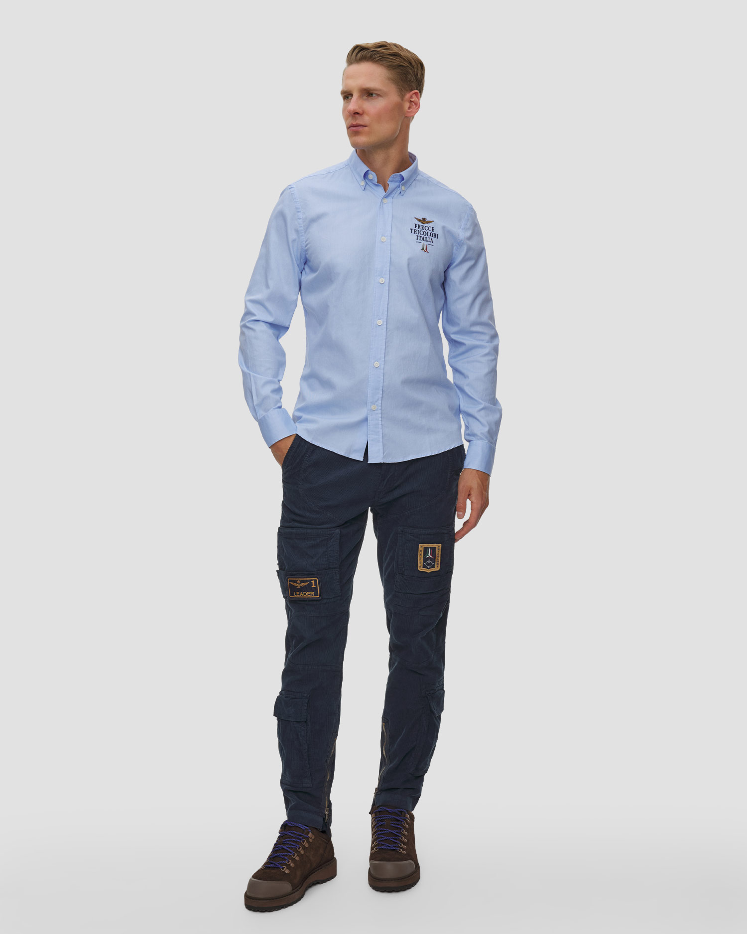 Chemise bleue pour hommes Aeronautica Militare