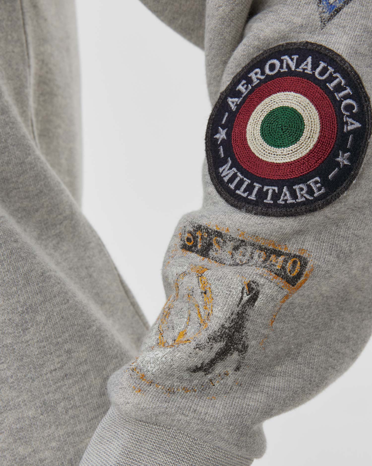 Aeronautica Militare Damen-Sweatshirt mit Stickerei und Aufnähern in Hellgrau