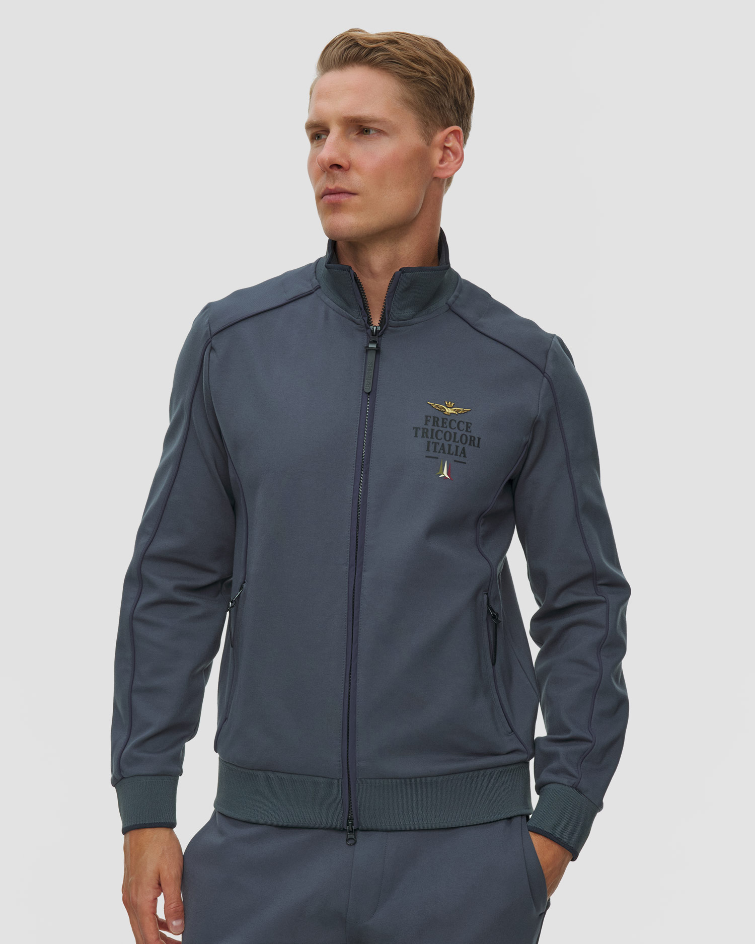 Sweat-shirt bleu et gris pour hommes Aeronautica Militare