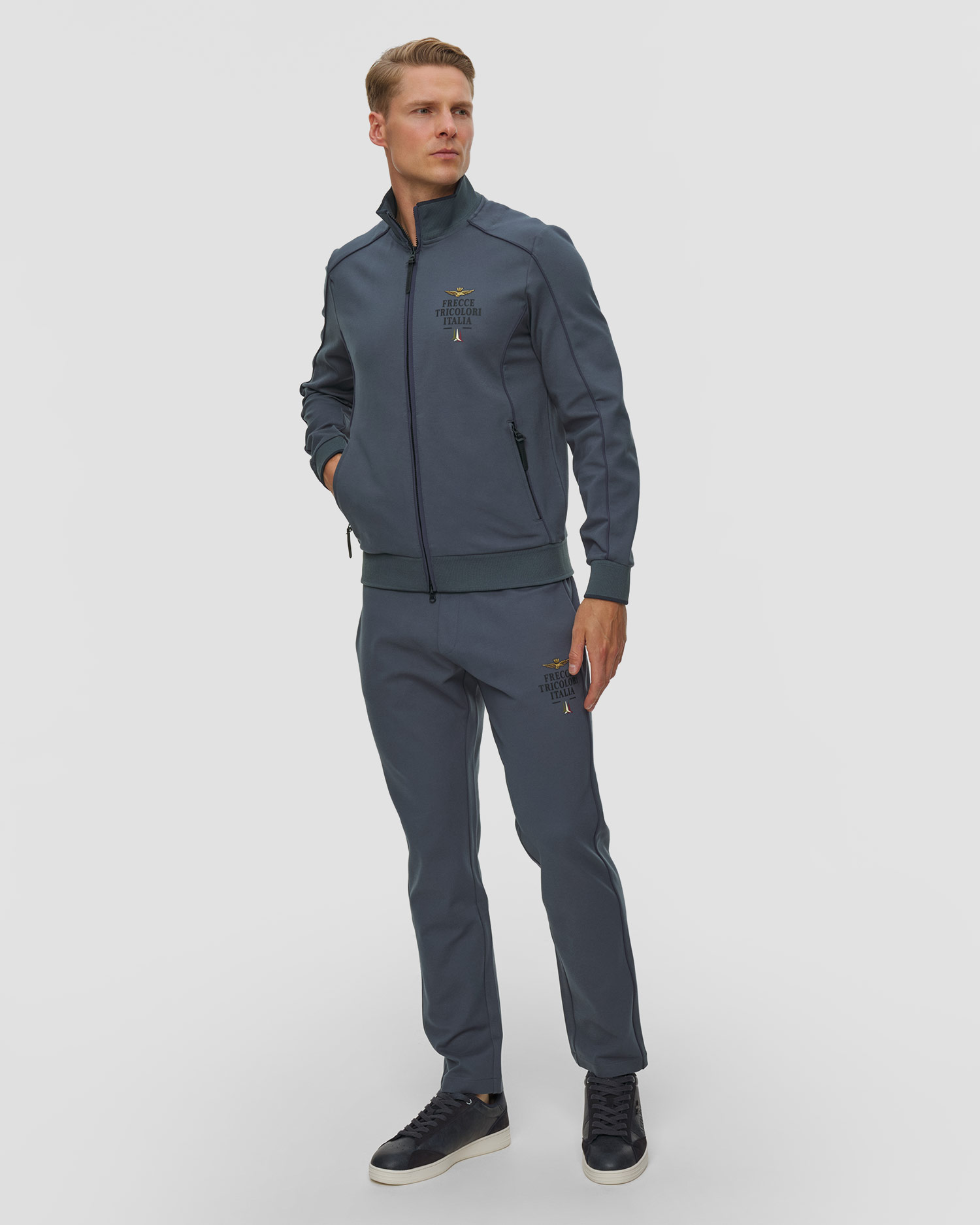 Sweat-shirt bleu et gris pour hommes Aeronautica Militare