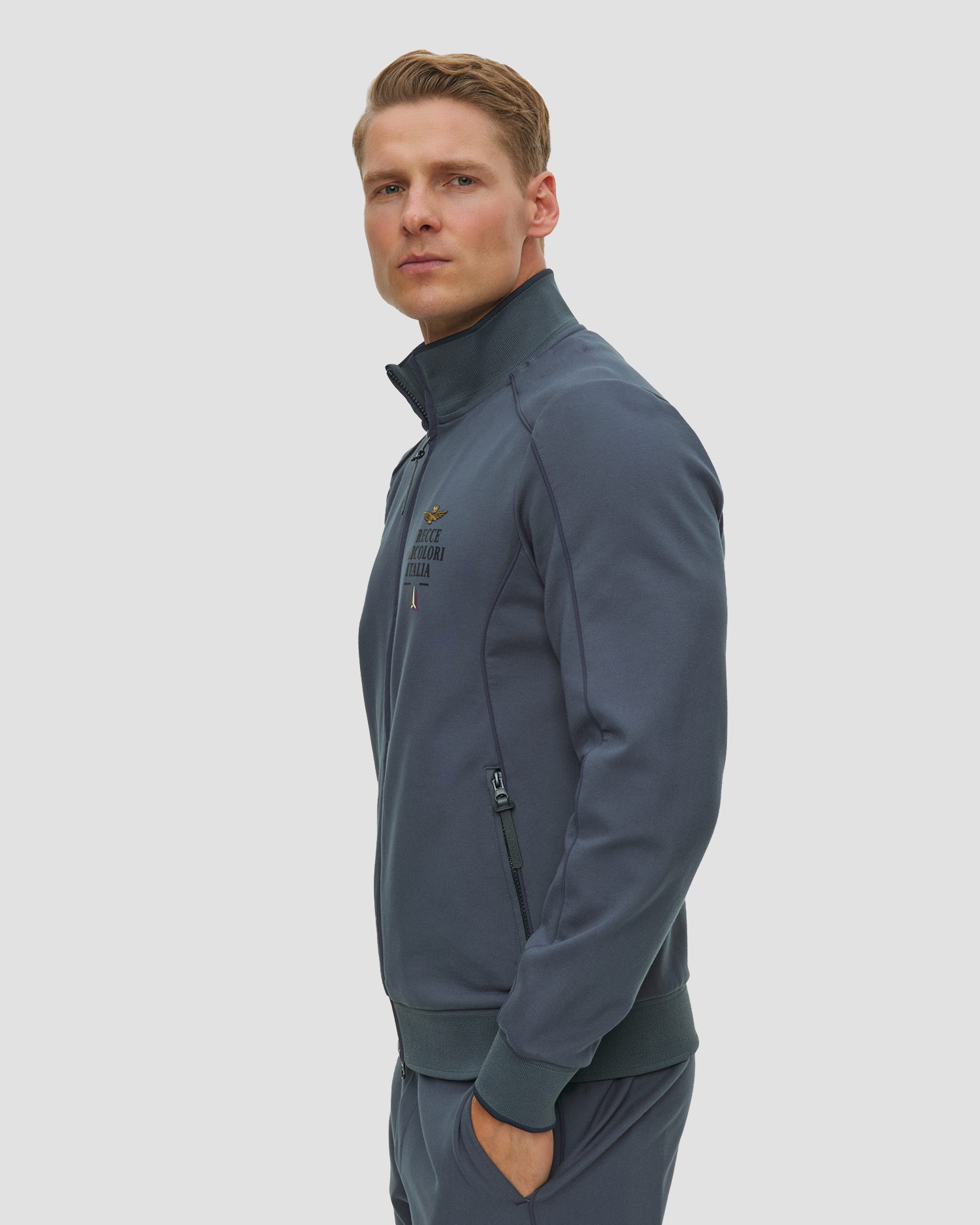 Sweat-shirt bleu et gris pour hommes Aeronautica Militare