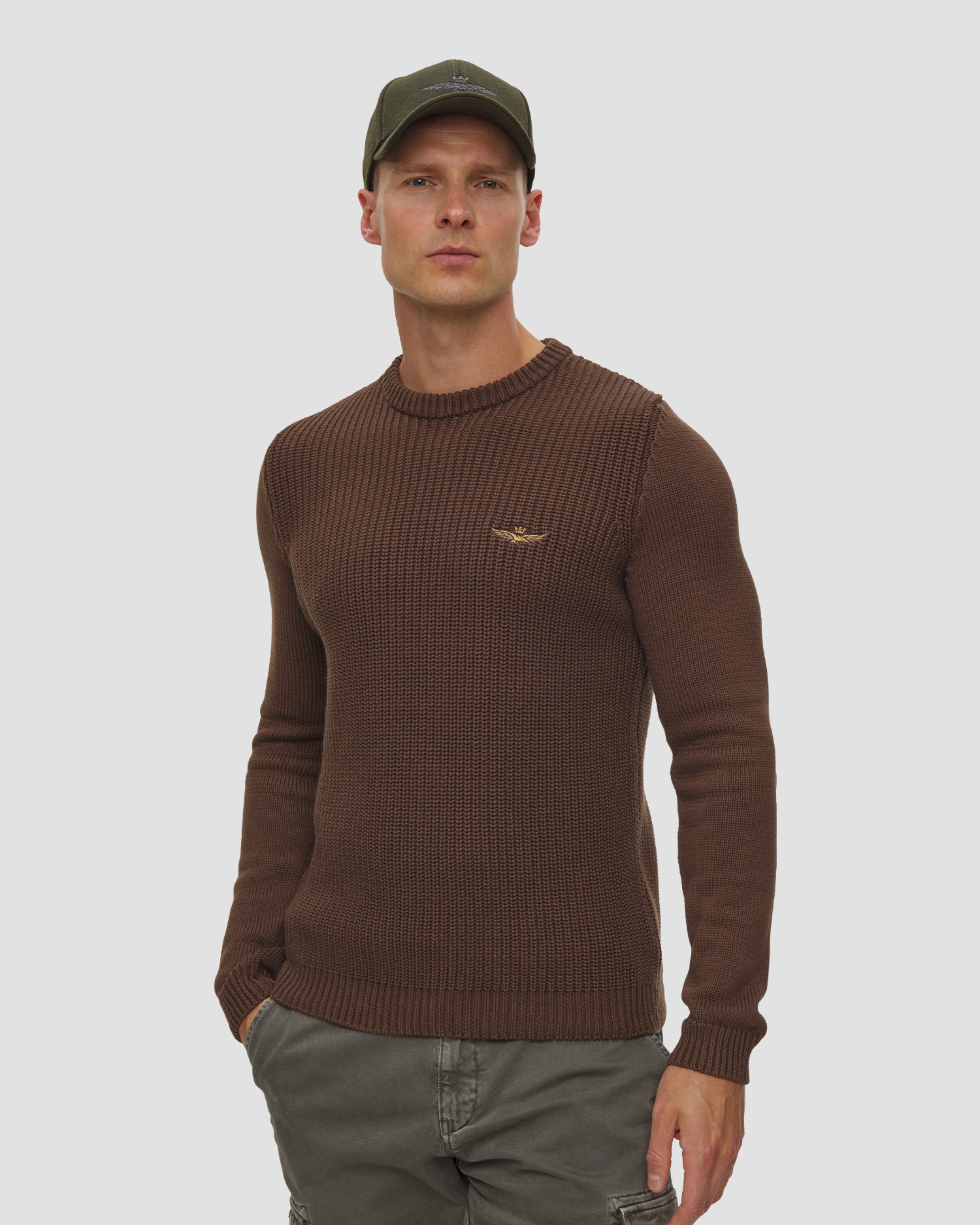 Pull marron pour hommes Aeronautica Militare, Couleur: Brązowy