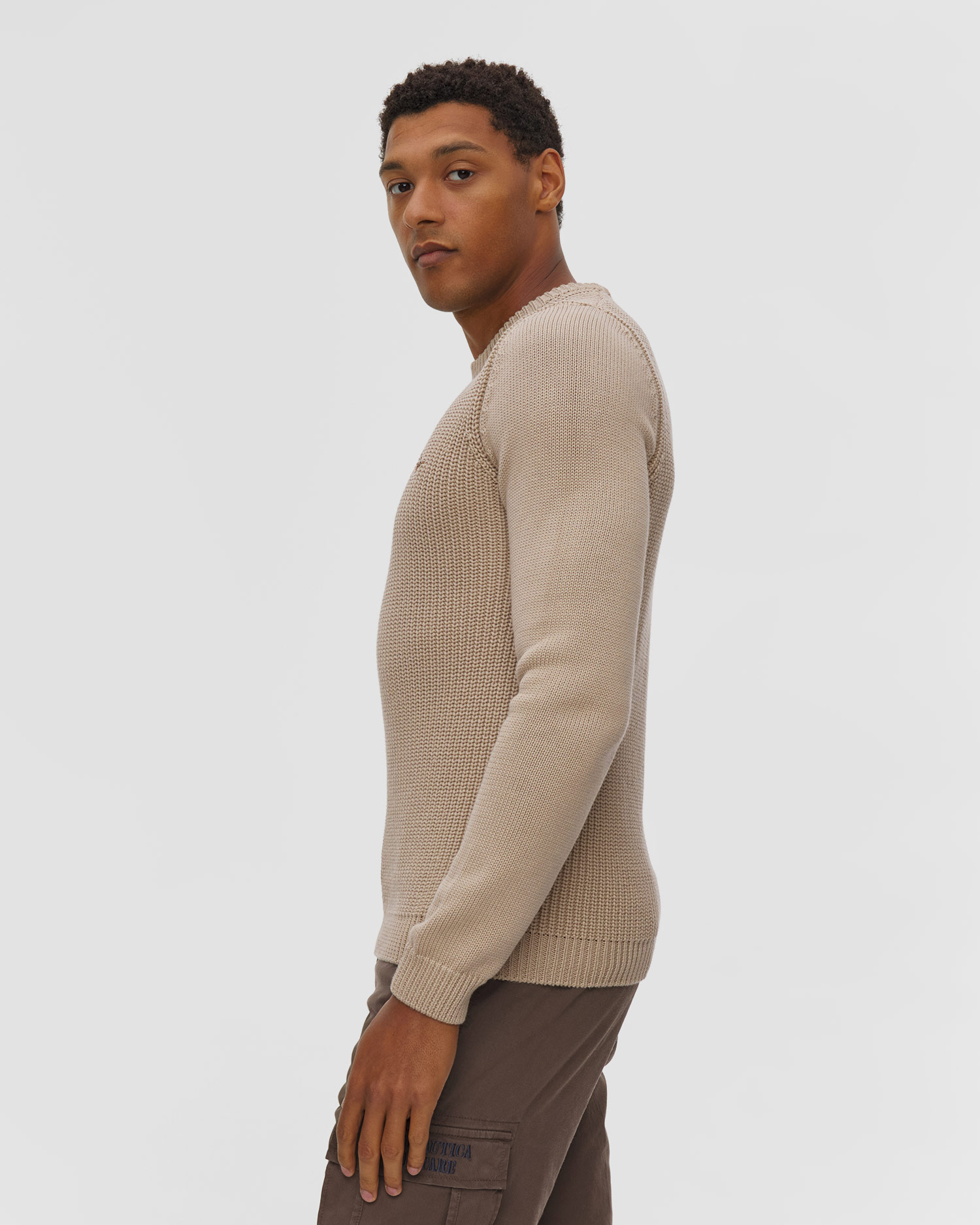 Pull beige pour hommes Aeronautica Militare