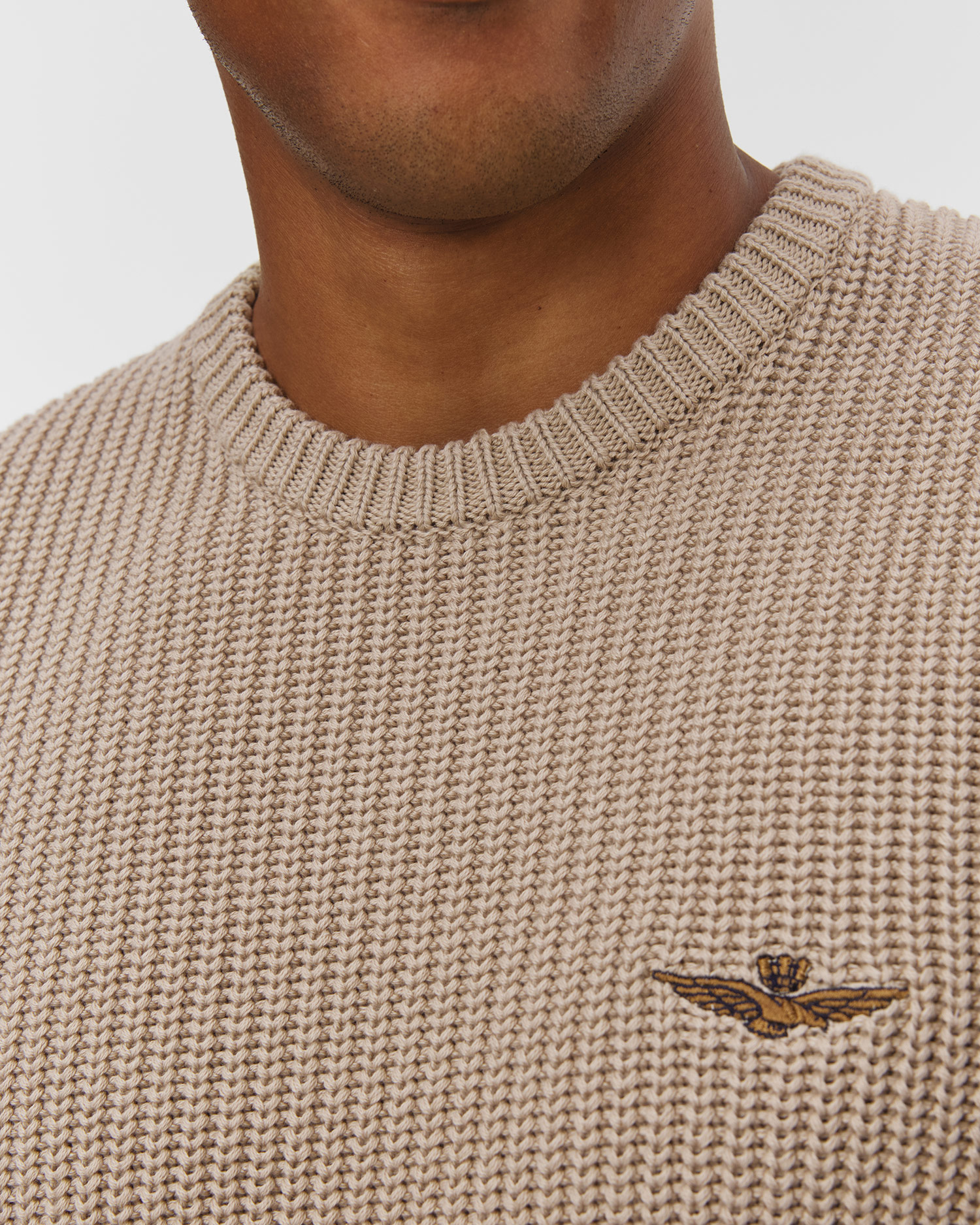 Pull beige pour hommes Aeronautica Militare