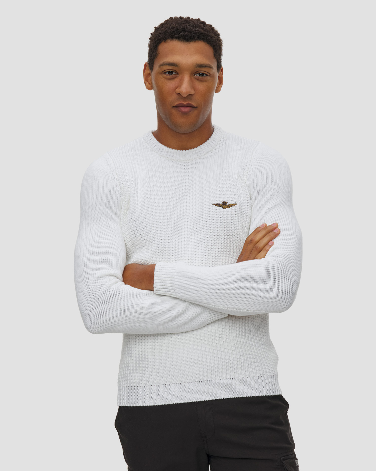 Pull blanc pour hommes Aeronautica Militare, Couleur: Biały