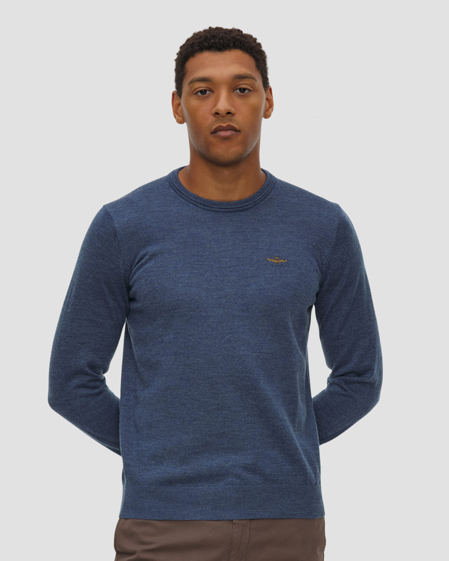 Pull en laine bleu pour hommes Aeronautica Militare