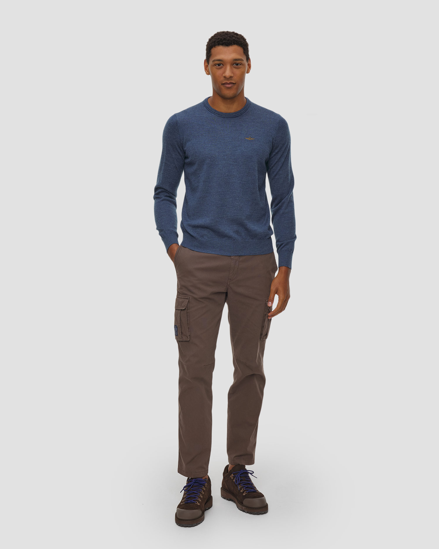 Pull en laine bleu pour hommes Aeronautica Militare