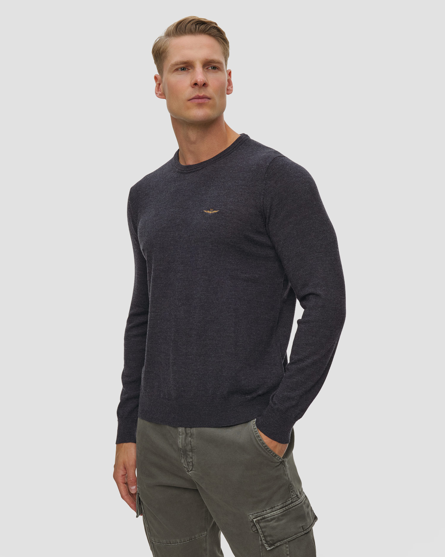 Pull en laine pour hommes Aeronautica Militare, Couleur: Szary