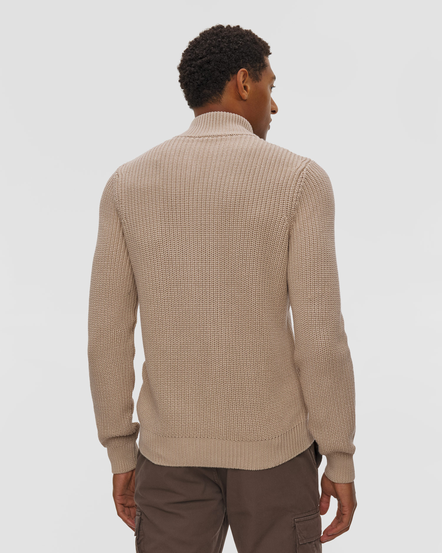 Pull avec zip beige pour hommes Aeronautica Militare