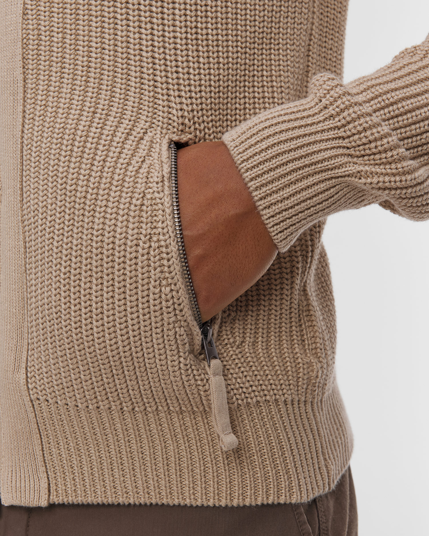 Pull avec zip beige pour hommes Aeronautica Militare