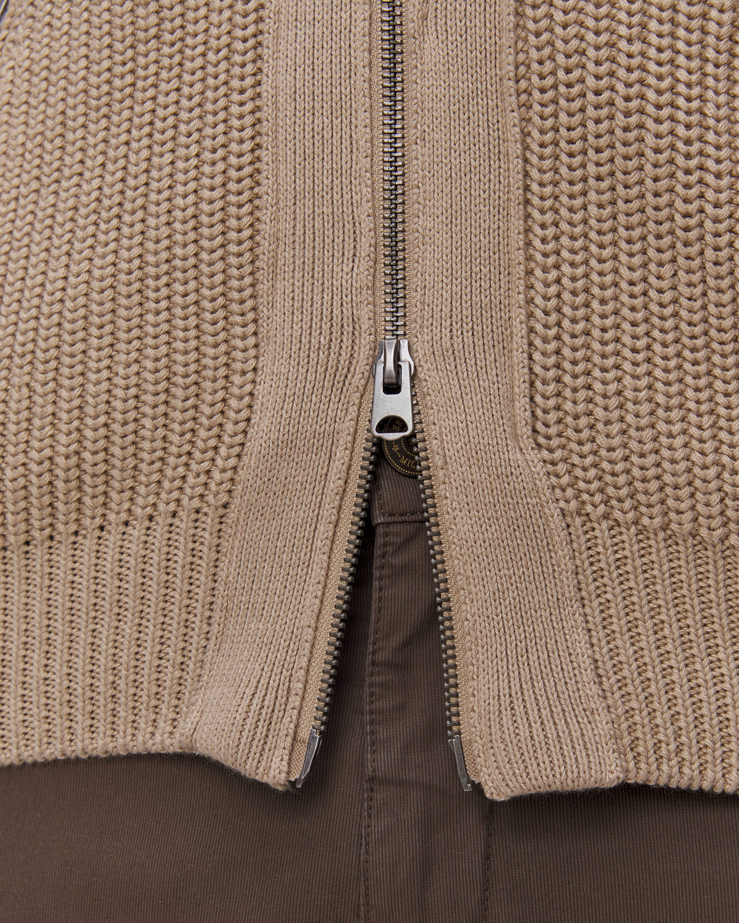 Pull avec zip beige pour hommes Aeronautica Militare