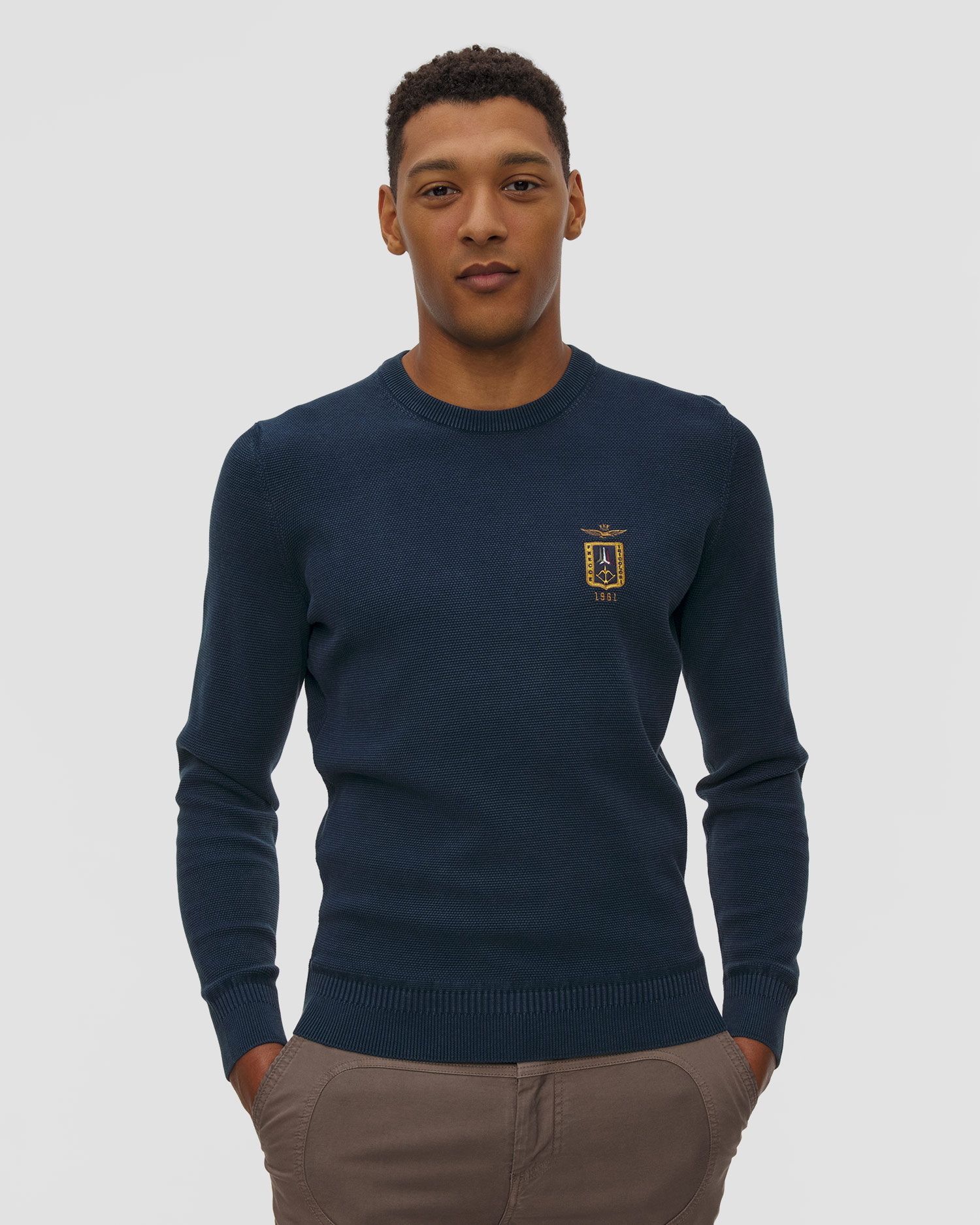 Pulover pentru bărbați Aeronautica Militare din lyocell, Culoare/Model: Granatowy