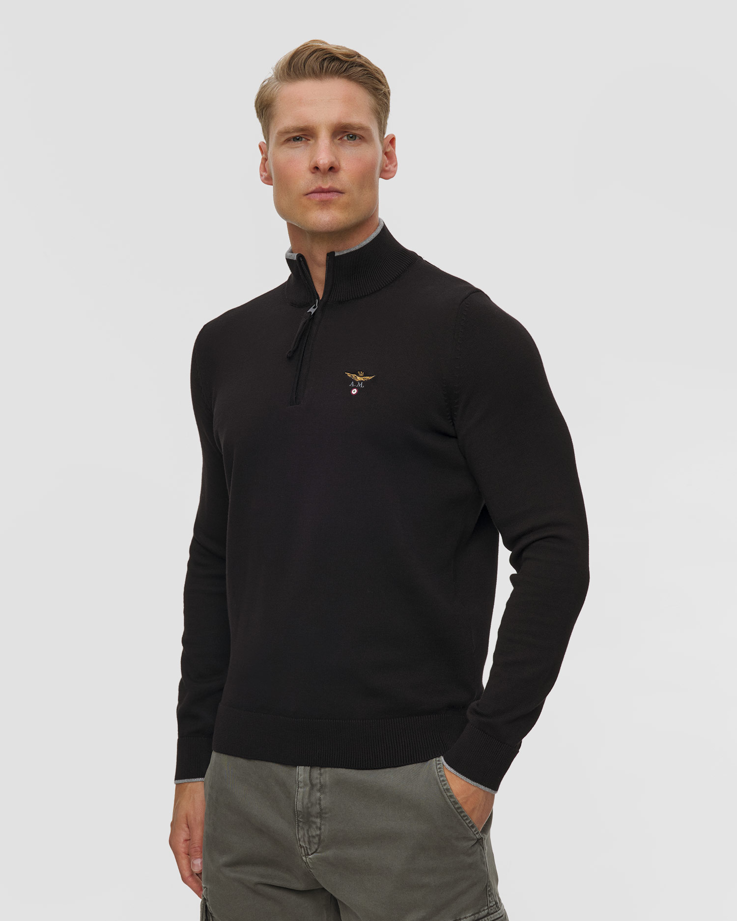 Pull bleu marine pour hommes Aeronautica Militare, Couleur: Czarny