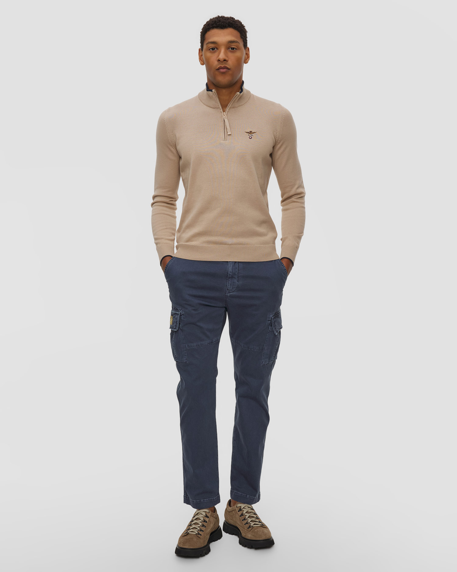 Pull beige pour hommes Aeronautica Militare