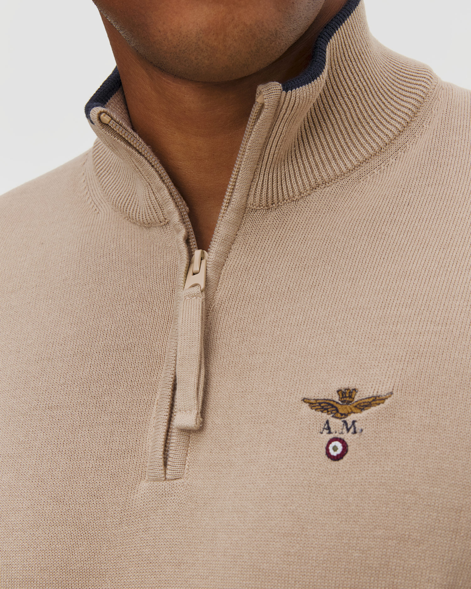 Pull beige pour hommes Aeronautica Militare