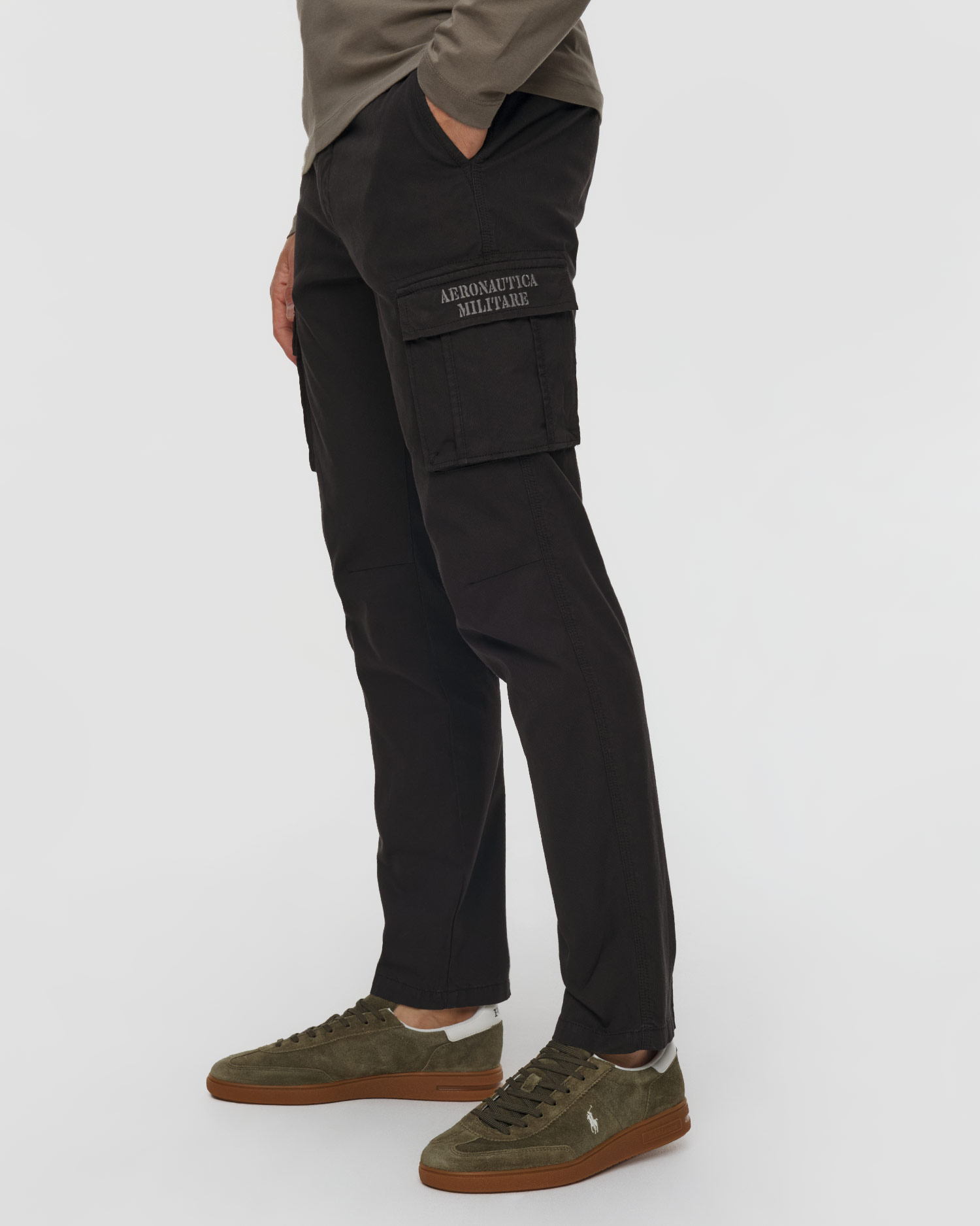 Pantalon cargo noir pour hommes Aeronautica Militare