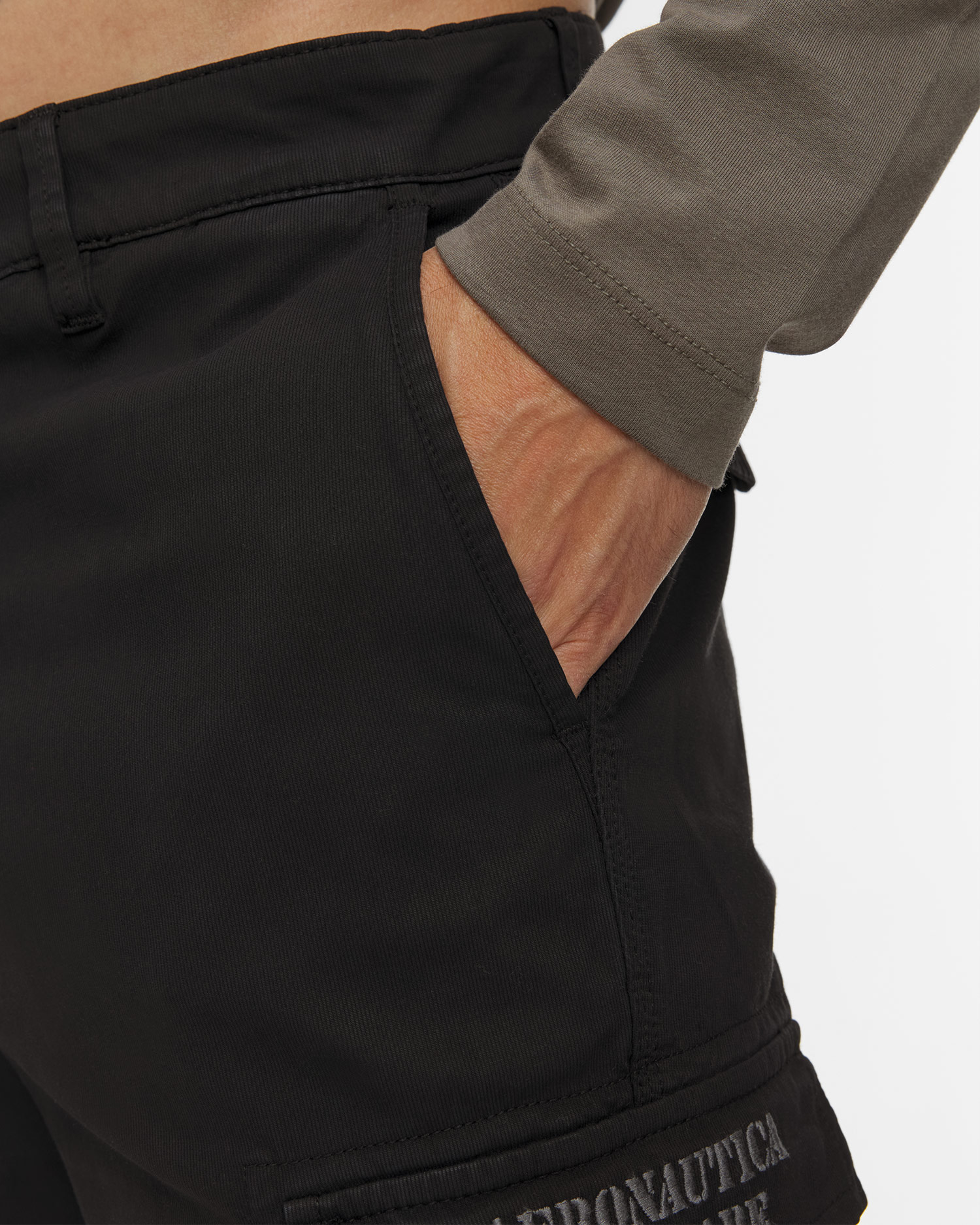 Pantalon cargo noir pour hommes Aeronautica Militare