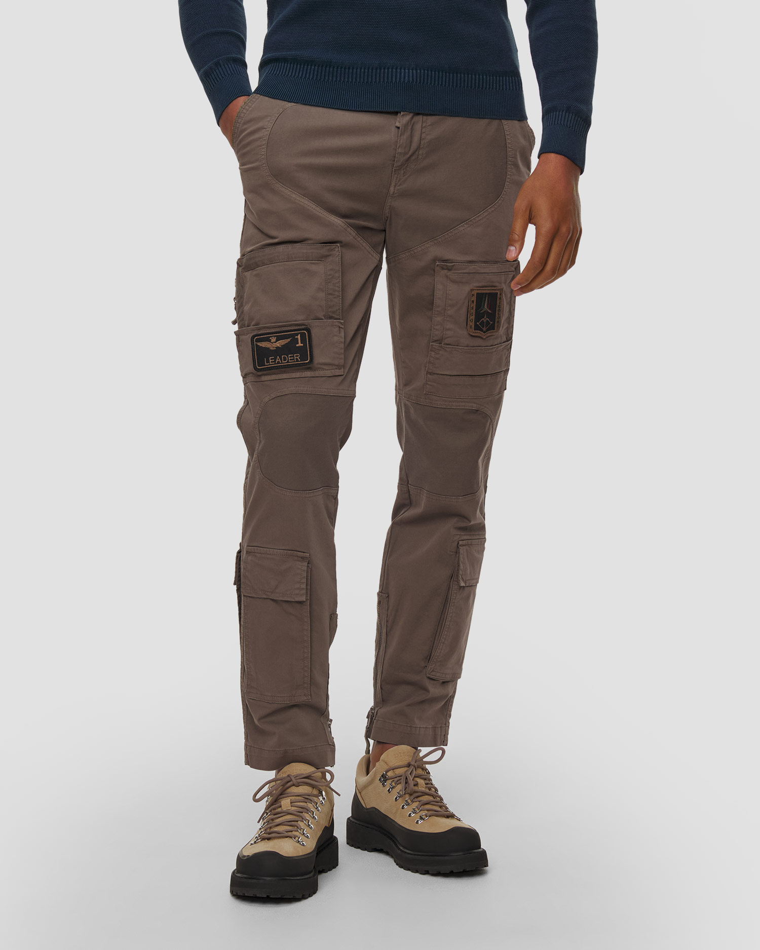 Pantaloni cargo pentru bărbați Aeronautica Militare Anti-G cu patch-uri, Culoare/Model: Brązowy