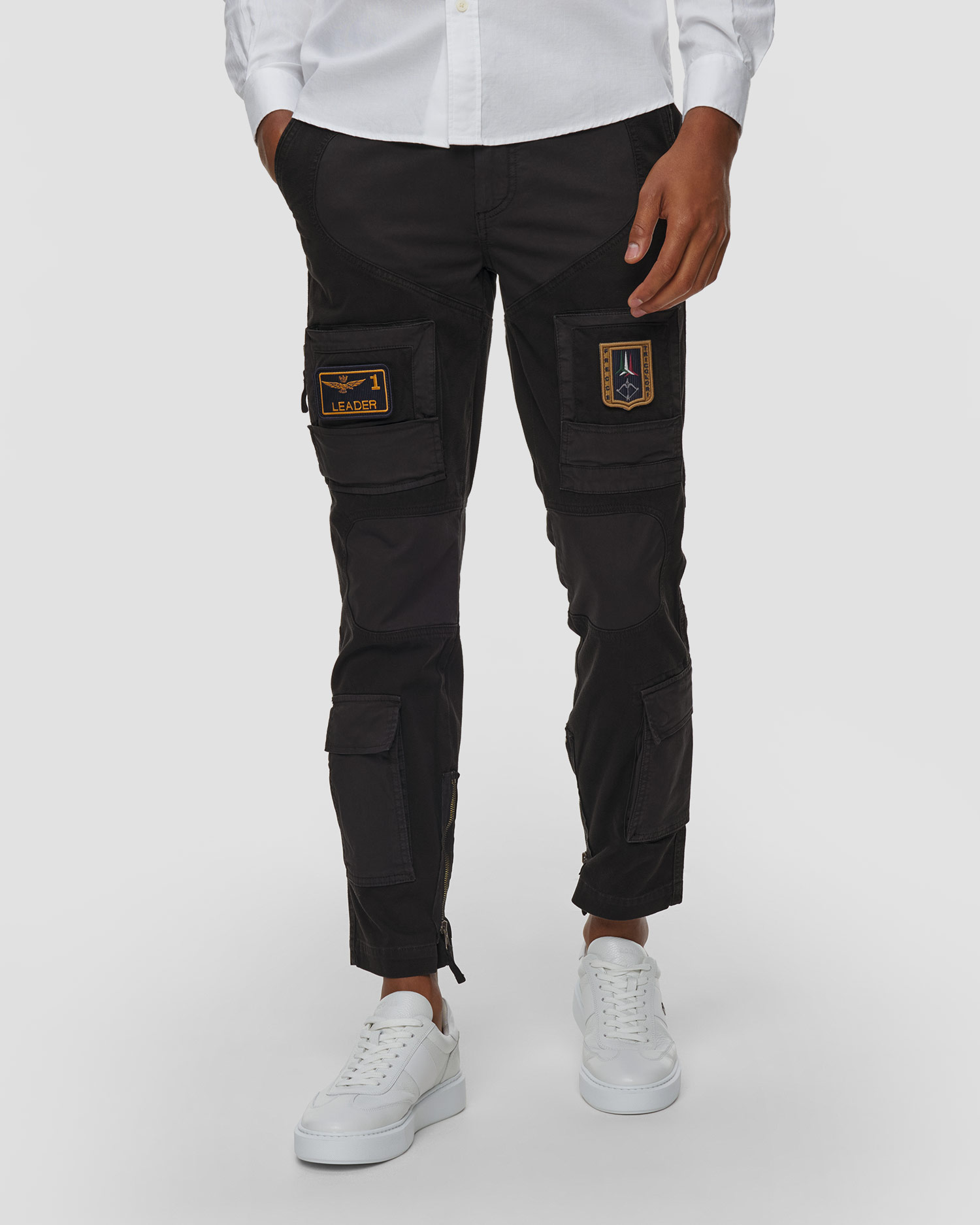 Pantalon cargo noir pour hommes Aeronautica Militare