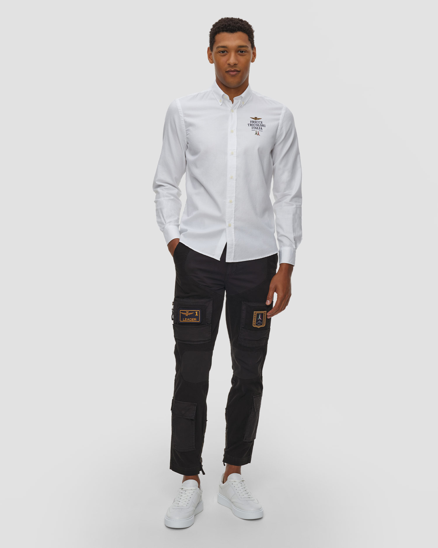 Pantalon cargo noir pour hommes Aeronautica Militare