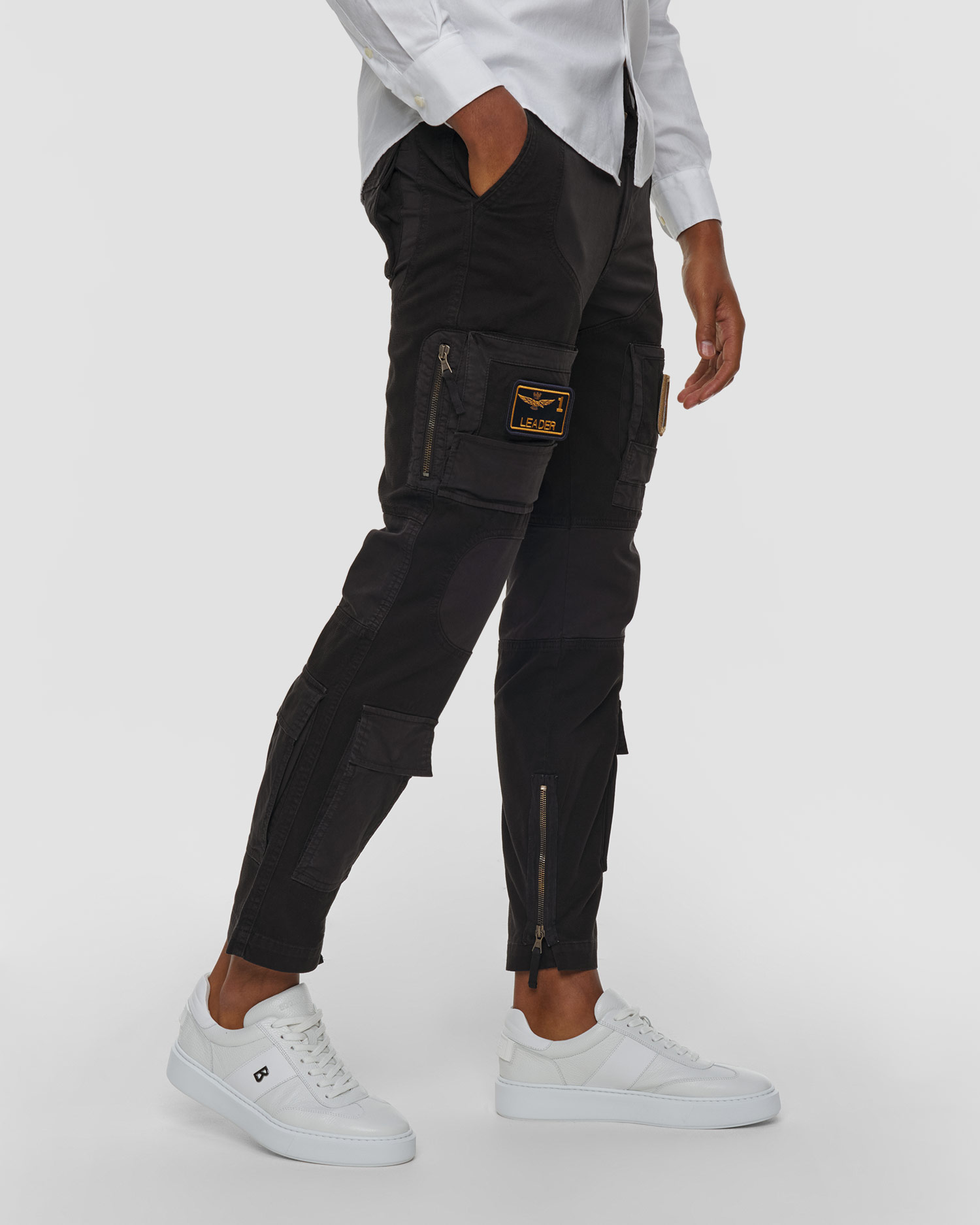 Pantalon cargo noir pour hommes Aeronautica Militare