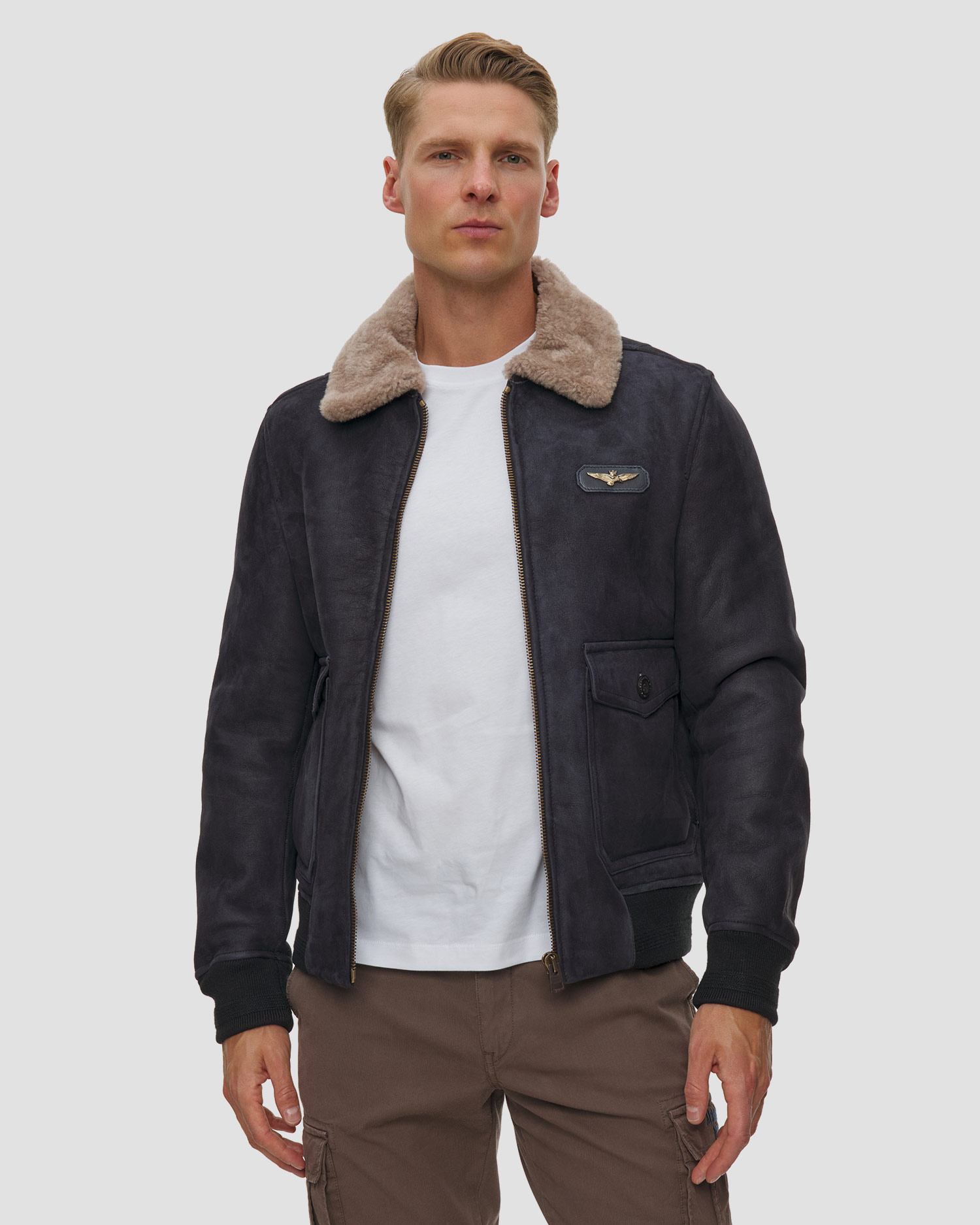 Veste en peau de mouton pour hommes Aeronautica Militare