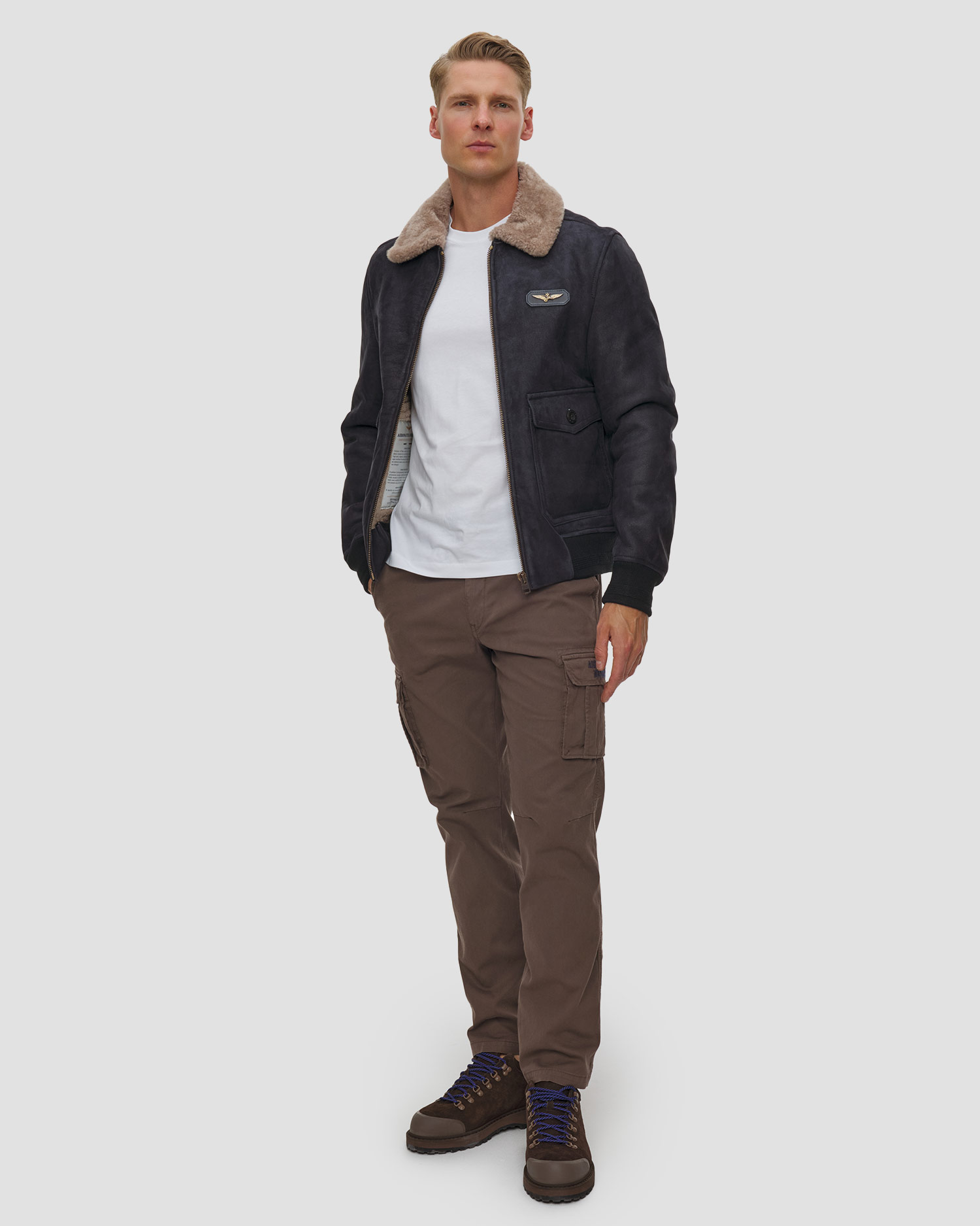 Veste en peau de mouton pour hommes Aeronautica Militare