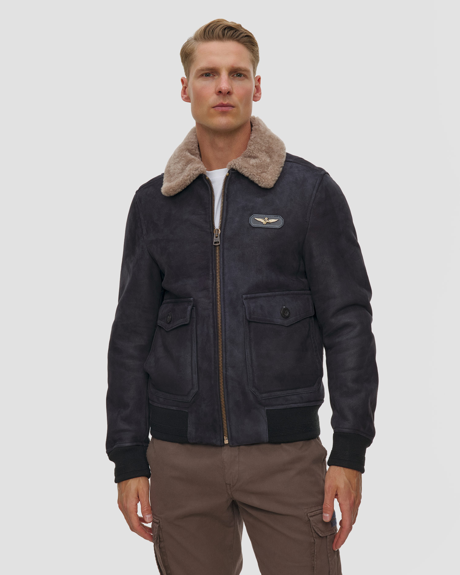 Veste en peau de mouton pour hommes Aeronautica Militare