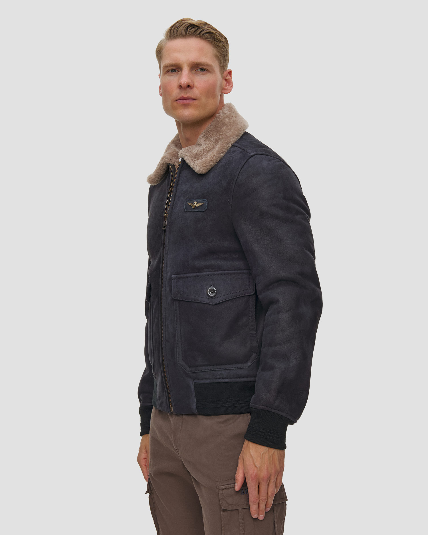 Veste en peau de mouton pour hommes Aeronautica Militare