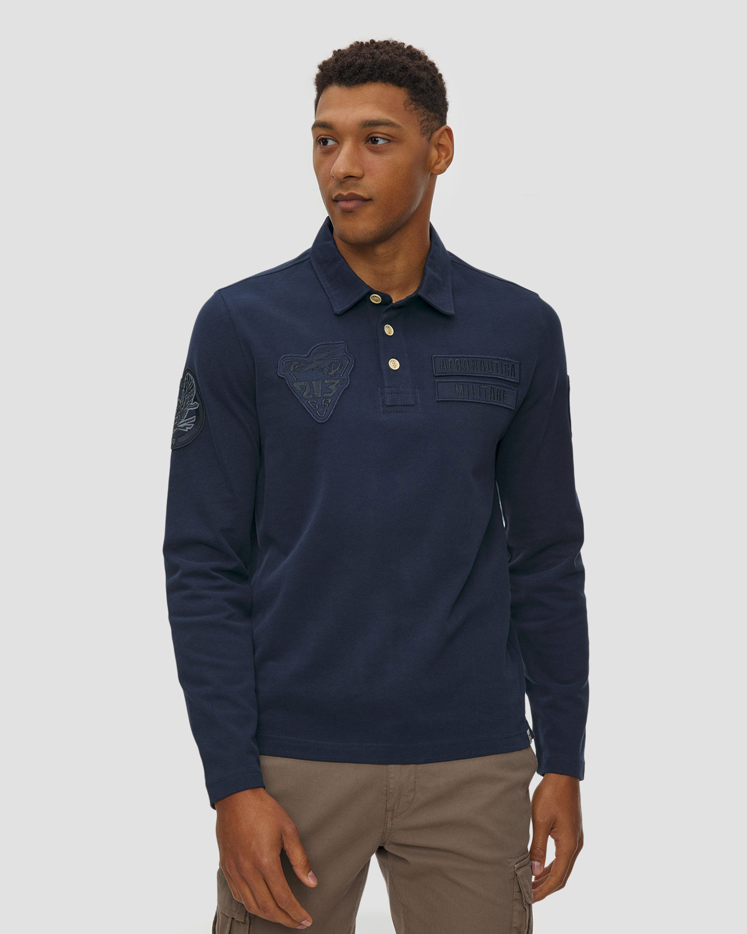 Aeronautica Militare Herren-Poloshirt aus Baumwolle mit Aufnähern