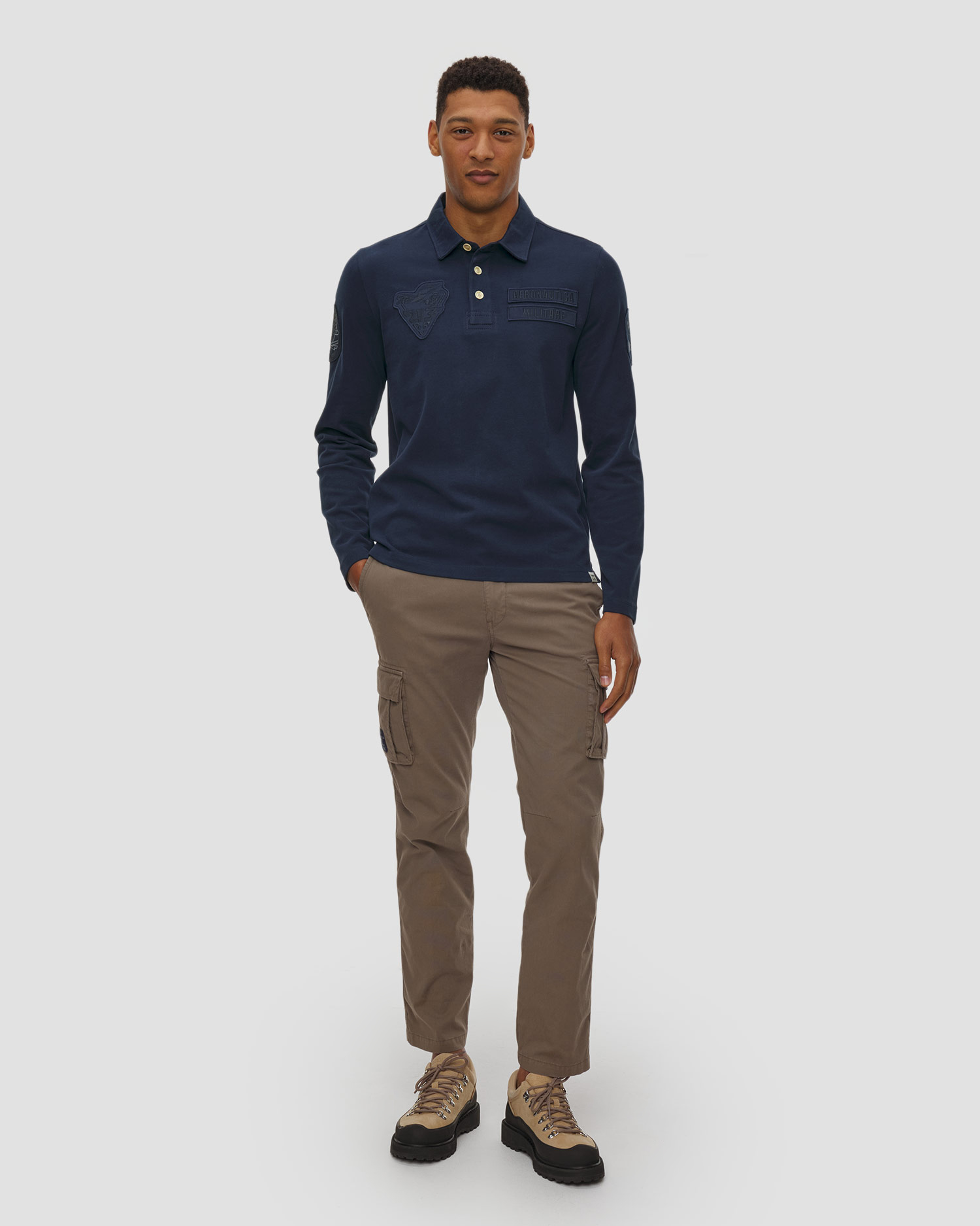 Aeronautica Militare Herren-Poloshirt aus Baumwolle mit Aufnähern