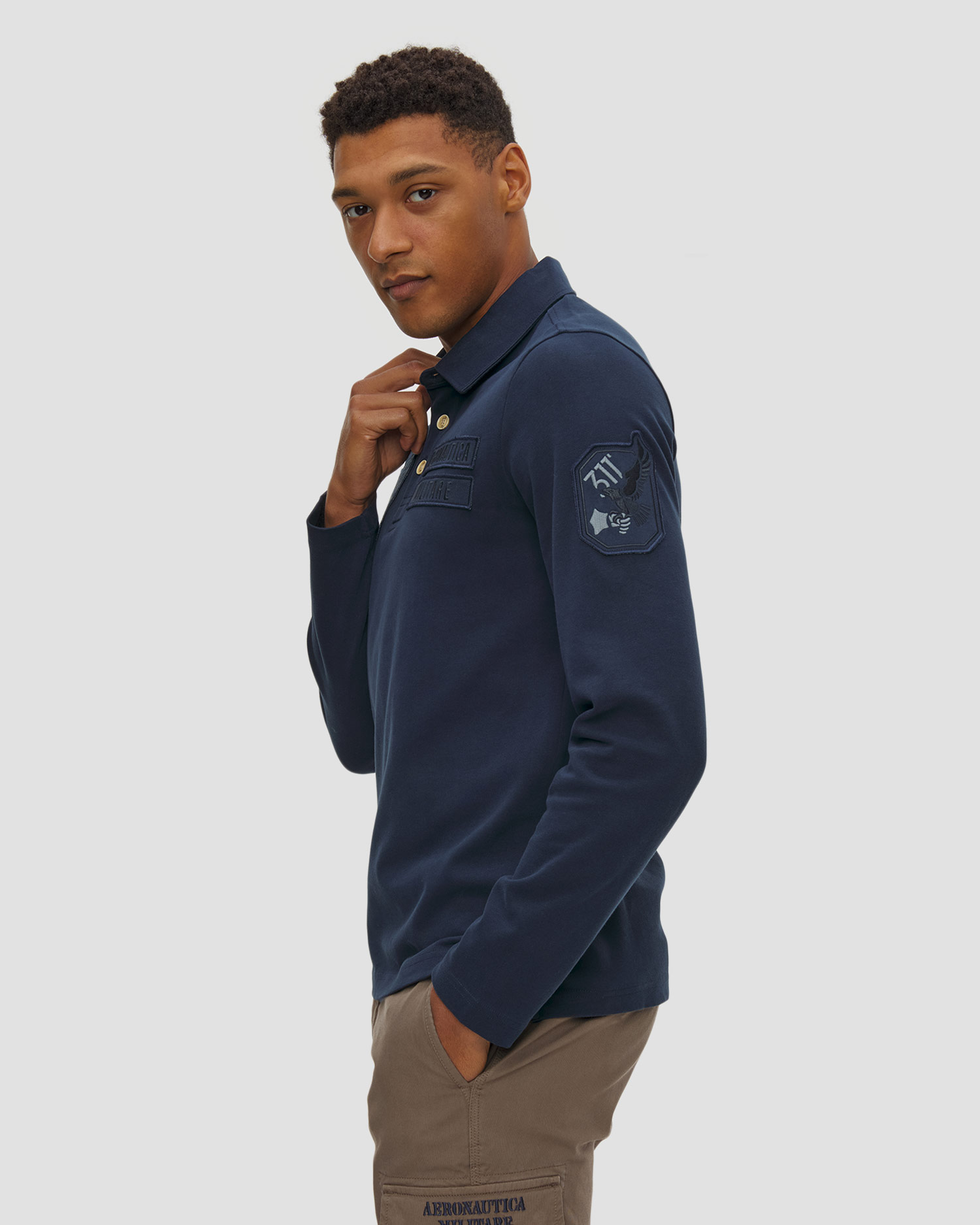 Aeronautica Militare Herren-Poloshirt aus Baumwolle mit Aufnähern