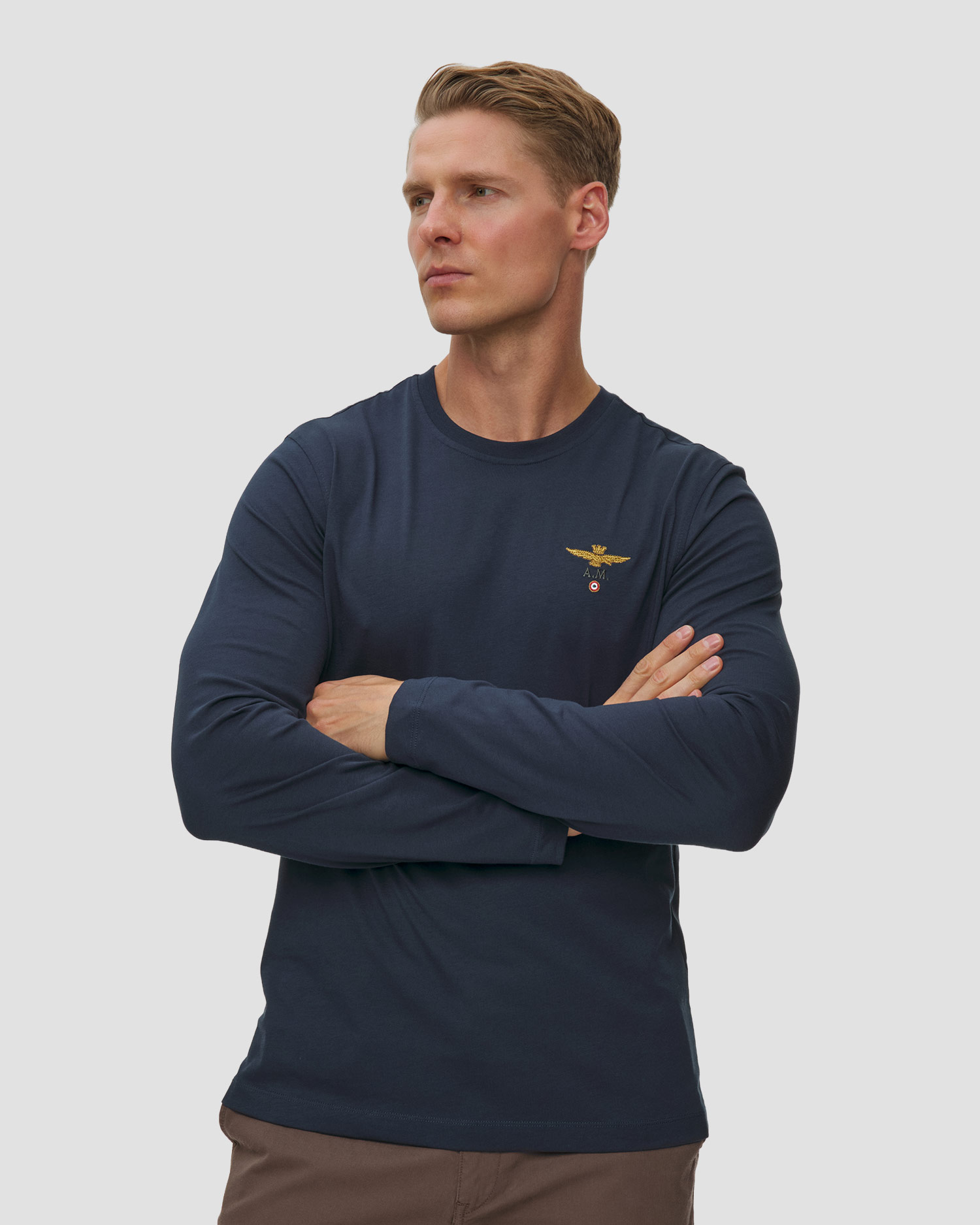 T-shirt à manches longues pour hommes Aeronautica Militare, Couleur: Granatowy