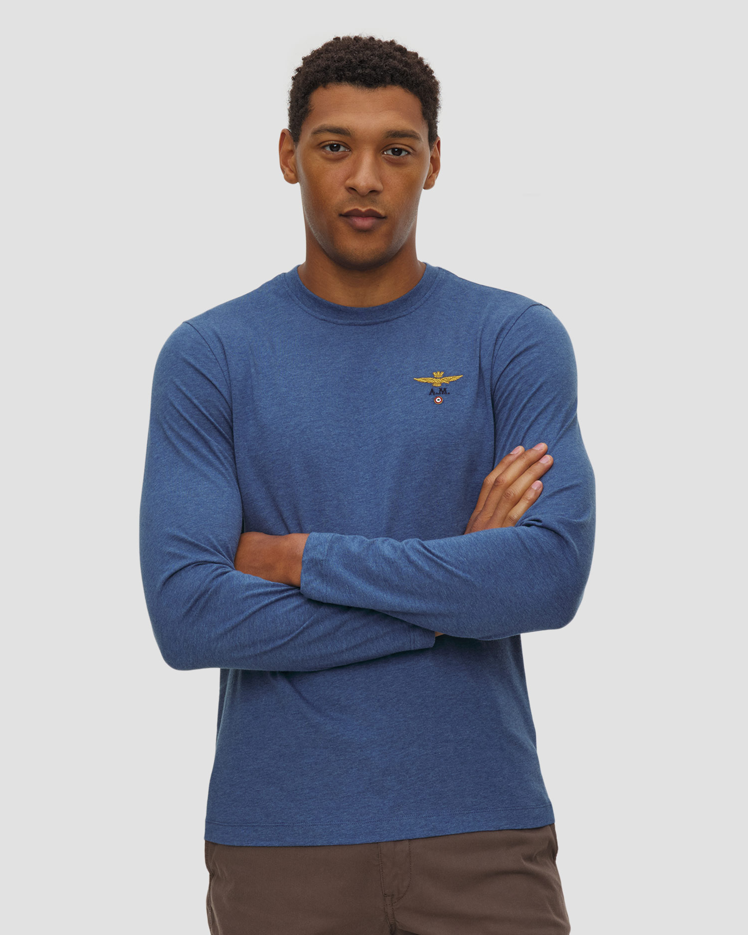 T-shirt à manches longues pour hommes Aeronautica Militare, Couleur: Niebieski