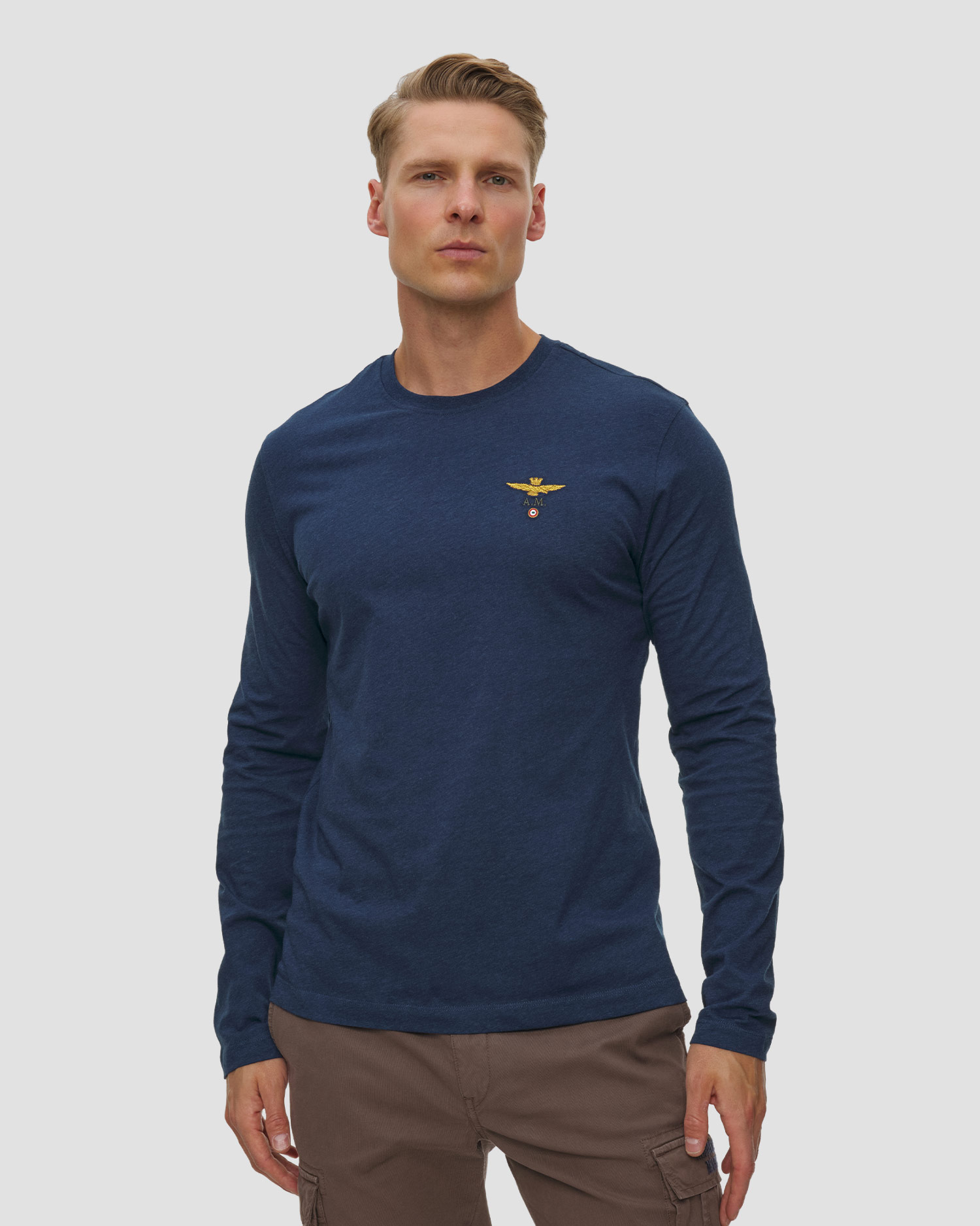 T-shirt à manches longues pour hommes Aeronautica Militare, Couleur: Niebieski